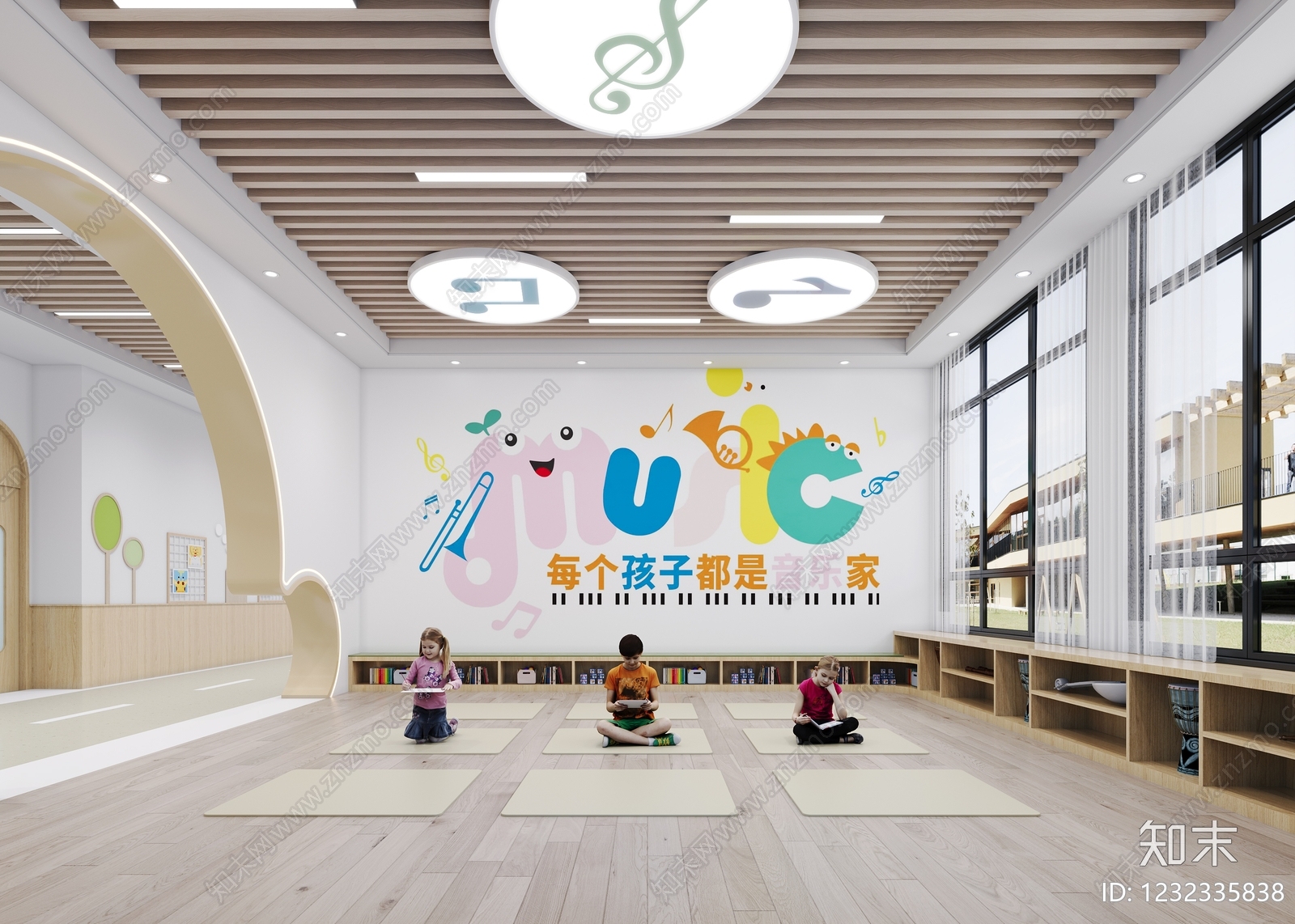 原木风幼儿园3D模型下载【ID:1232335838】