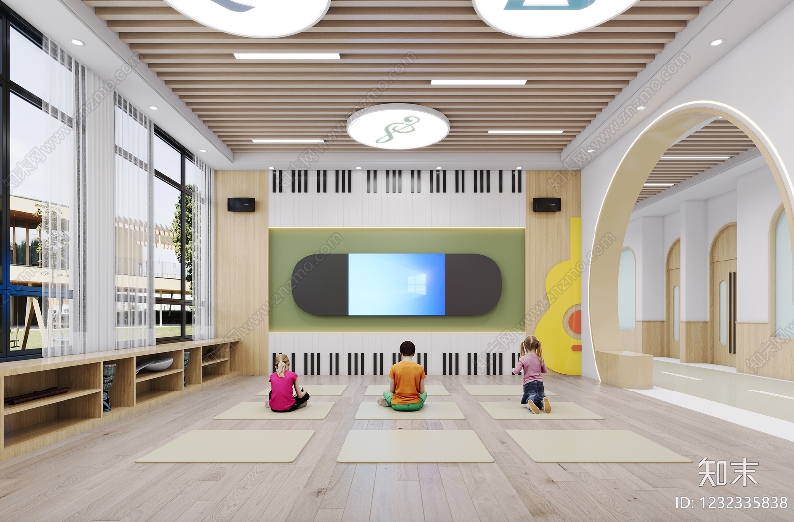 原木风幼儿园3D模型下载【ID:1232335838】