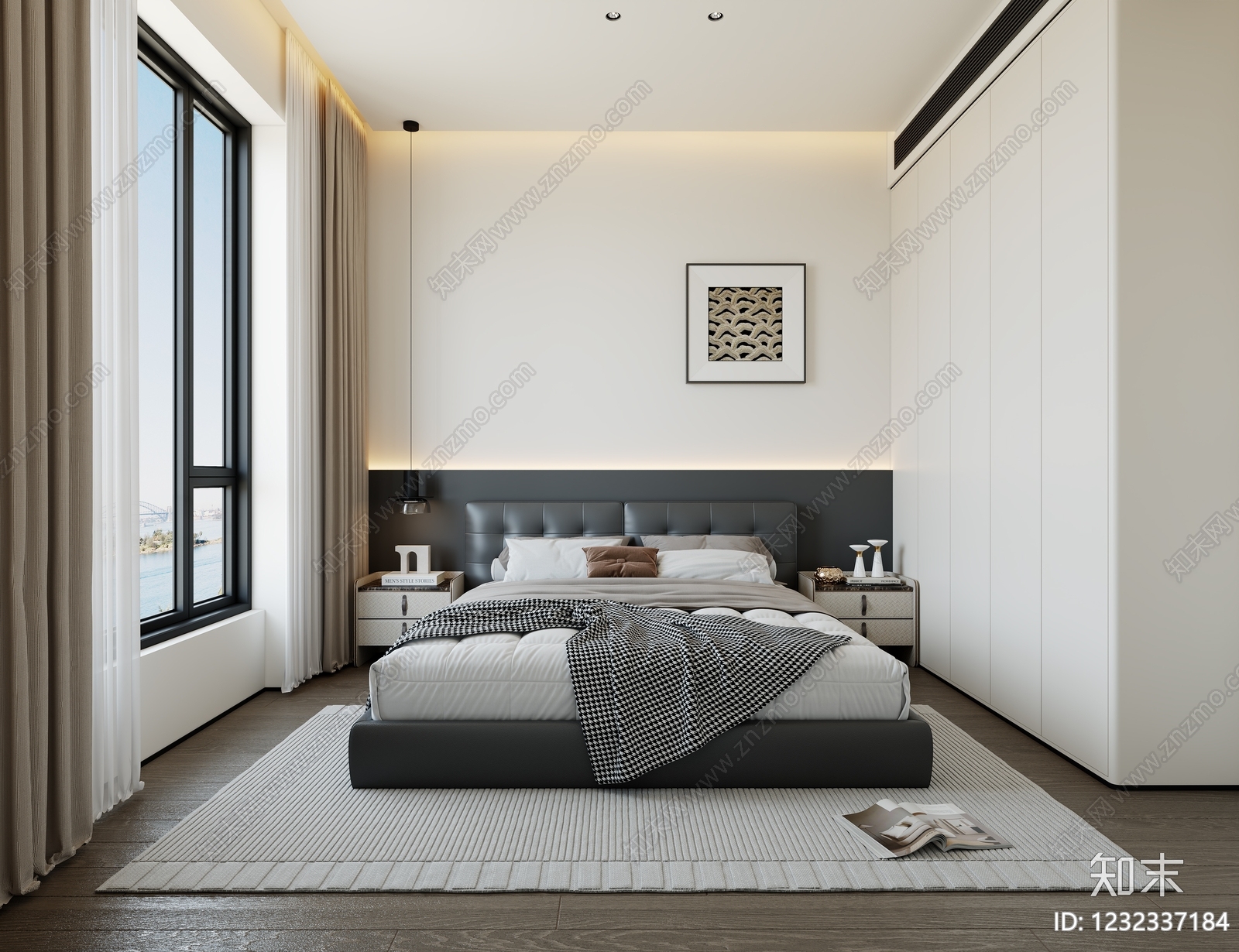 意式极简主卧3D模型下载【ID:1232337184】