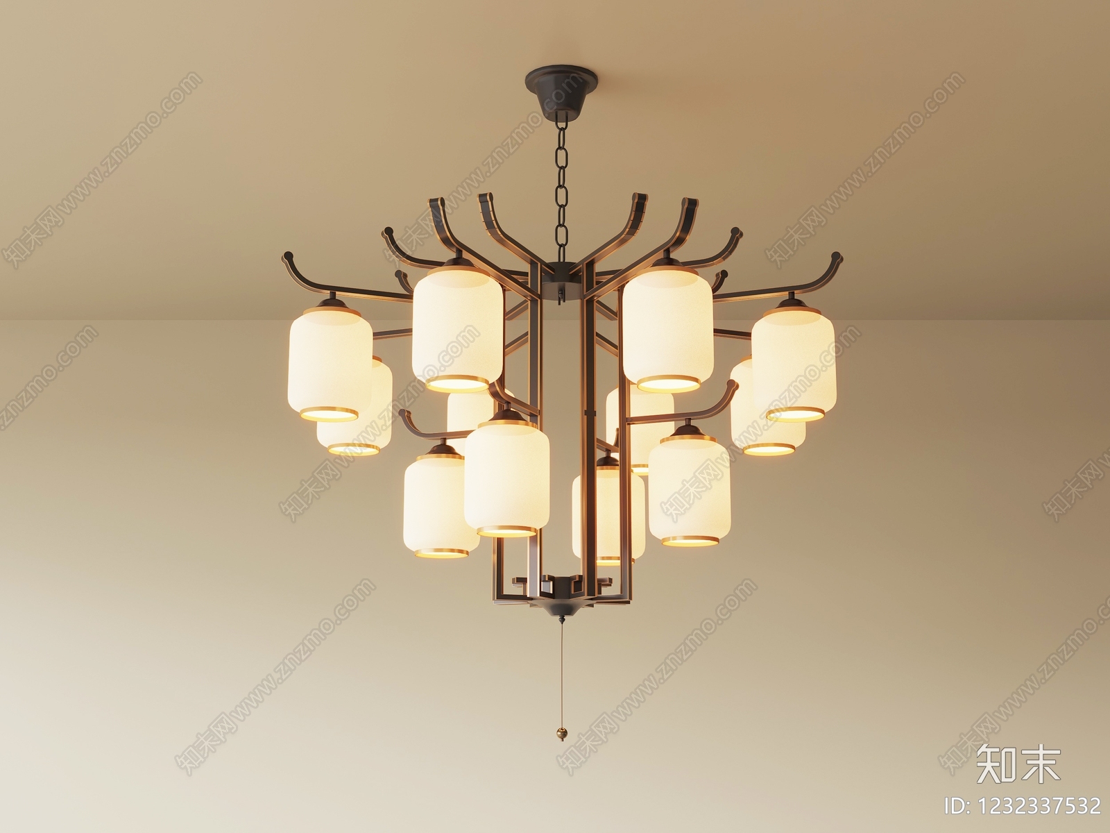 新中式儿童房吊灯3D模型下载【ID:1232337532】