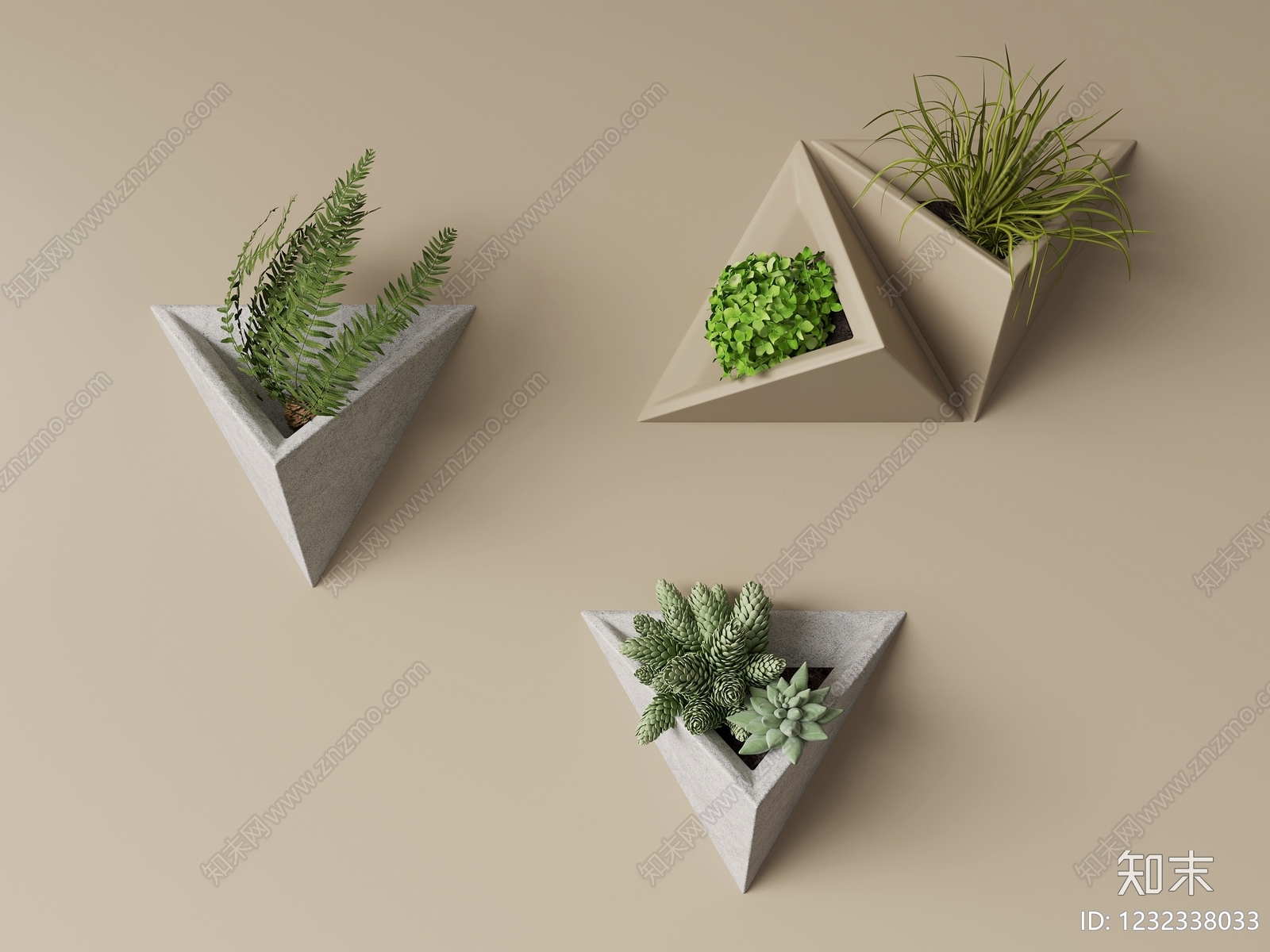 极简绿植摆件3D模型下载【ID:1232338033】