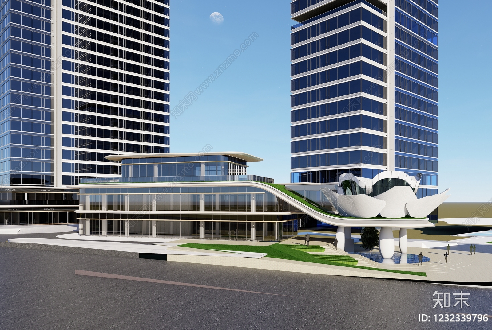 未来主义售楼处建筑SU模型下载【ID:1232339796】