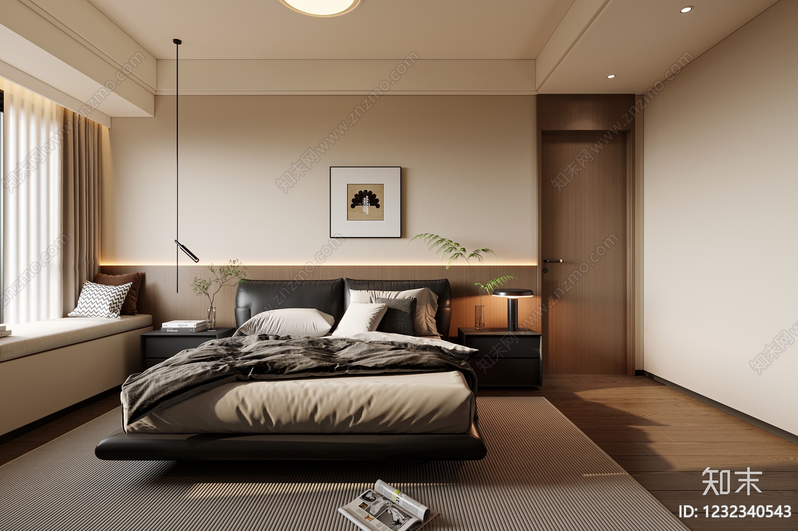 现代简约家居卧室3D模型下载【ID:1232340543】
