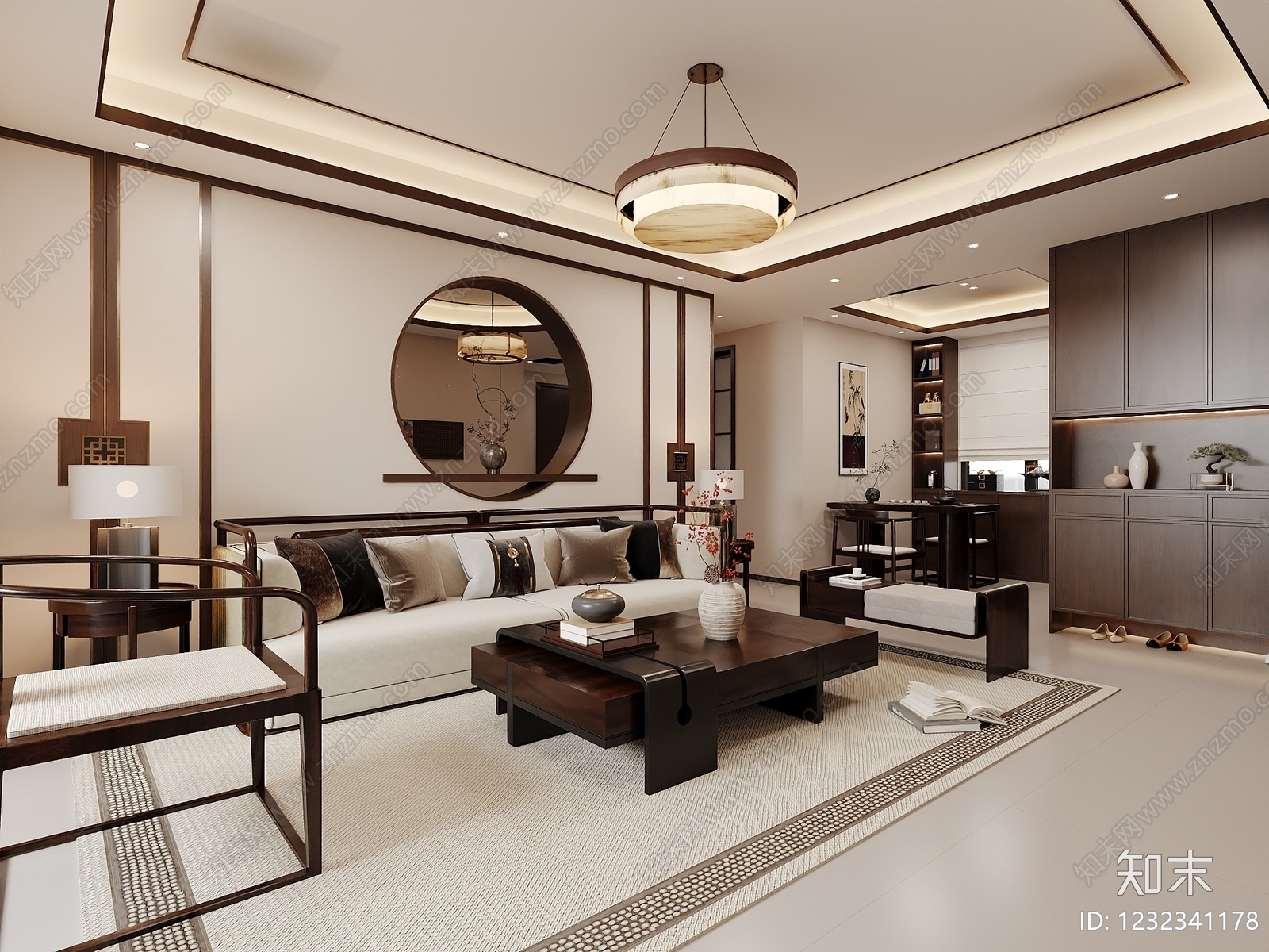 新中式宋式客厅3D模型下载【ID:1232341178】