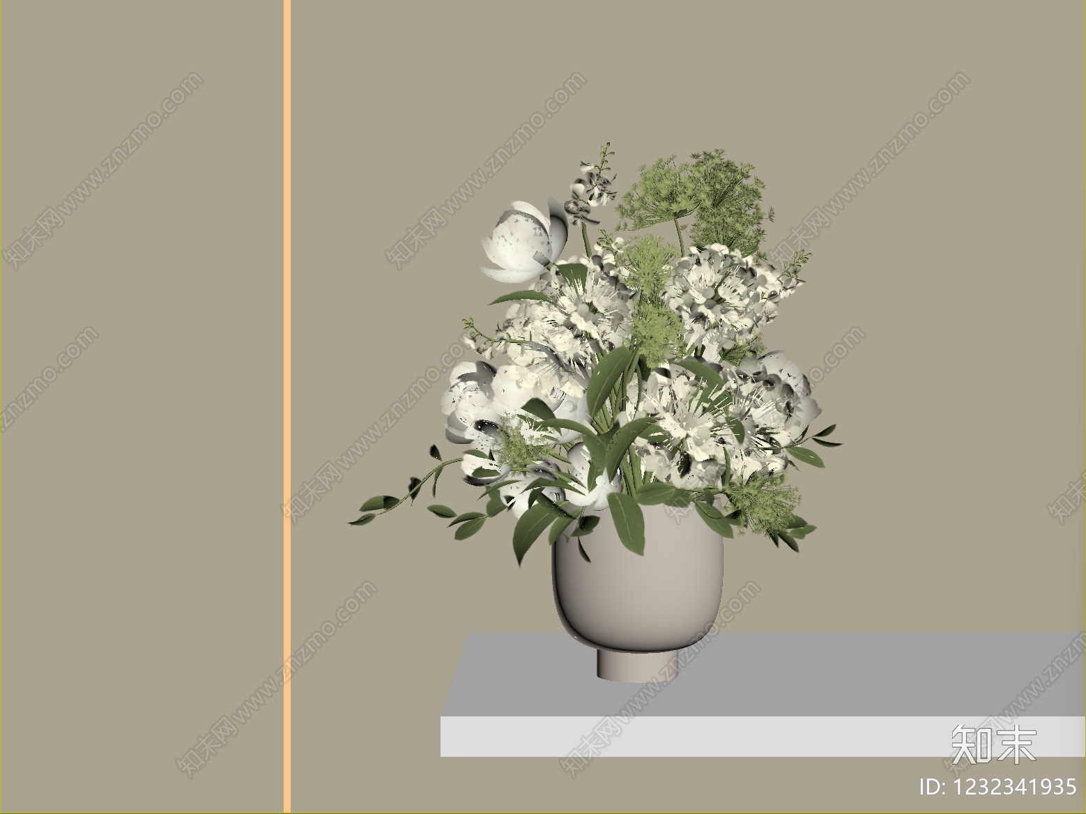 奶油风花艺SU模型下载【ID:1232341935】
