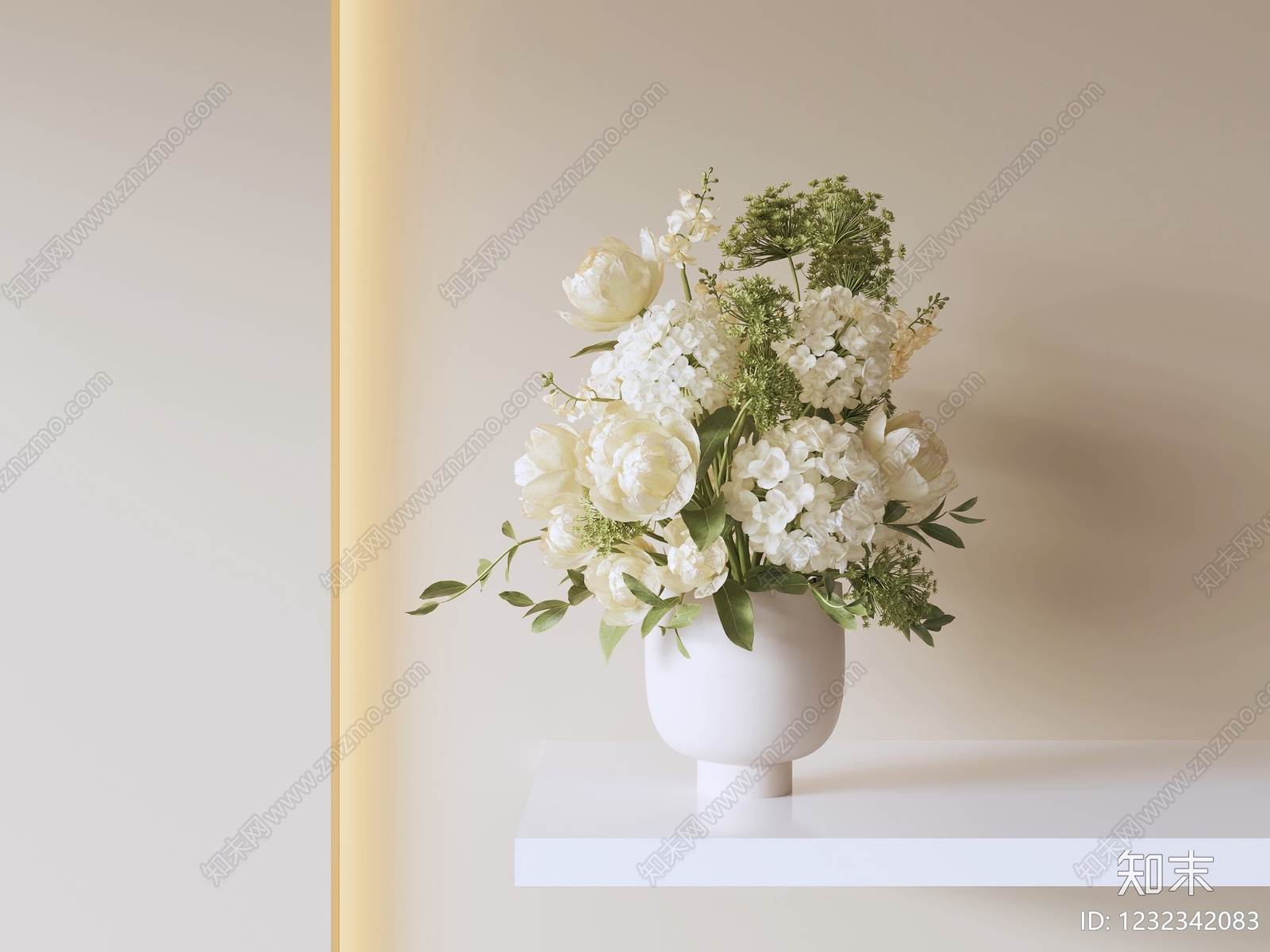 奶油风花艺3D模型下载【ID:1232342083】