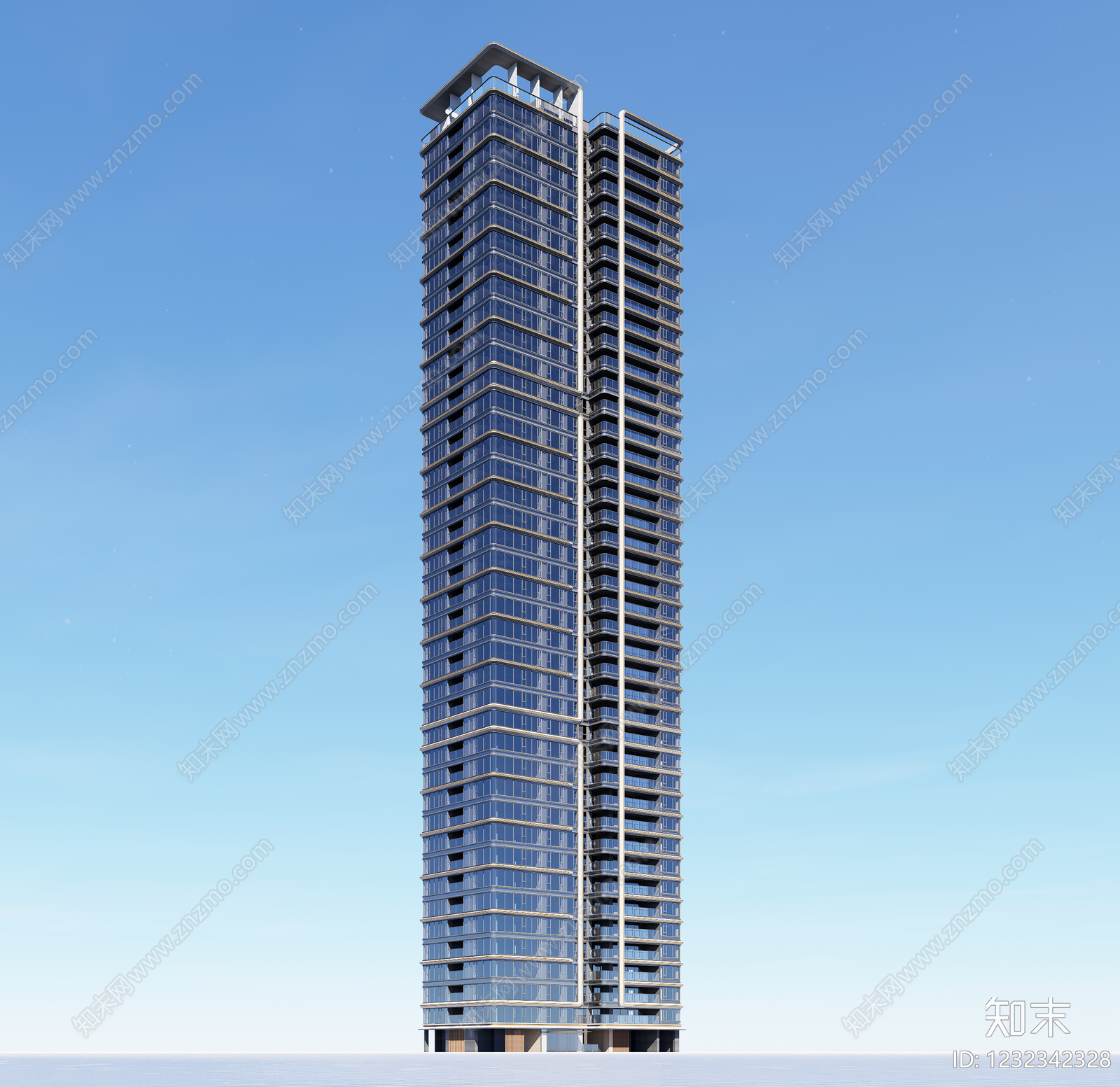 现代主义超高层住宅楼SU模型草图