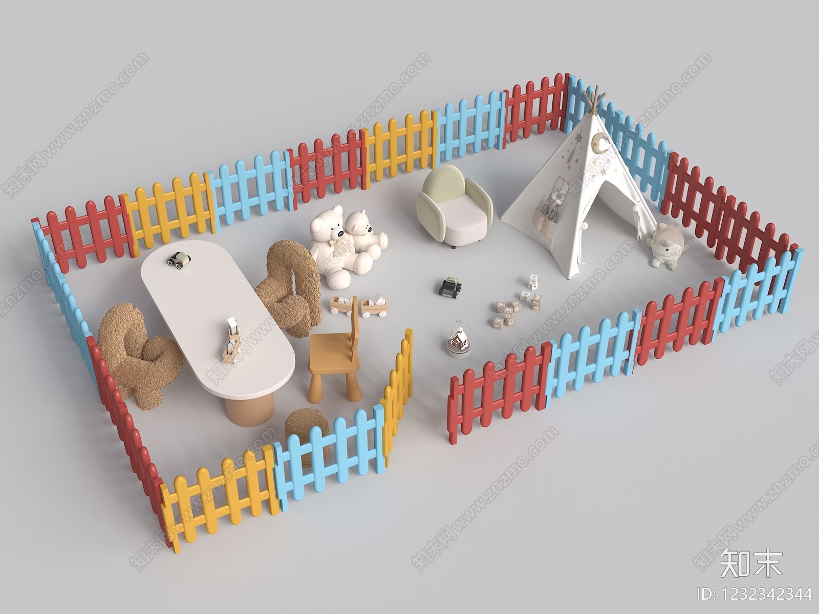 原木风活动室3D模型下载【ID:1232342344】