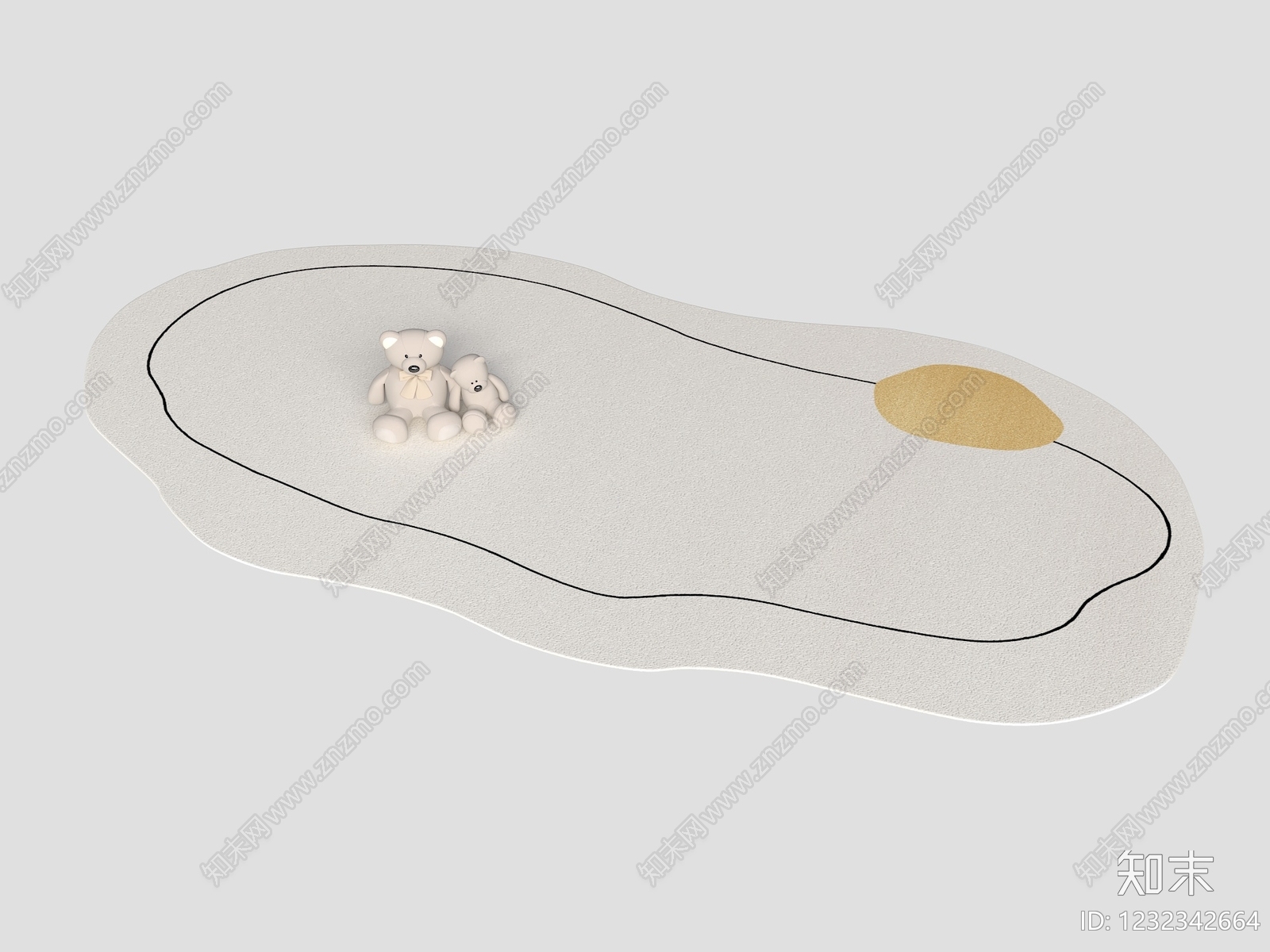 奶油风儿童地毯3D模型下载【ID:1232342664】