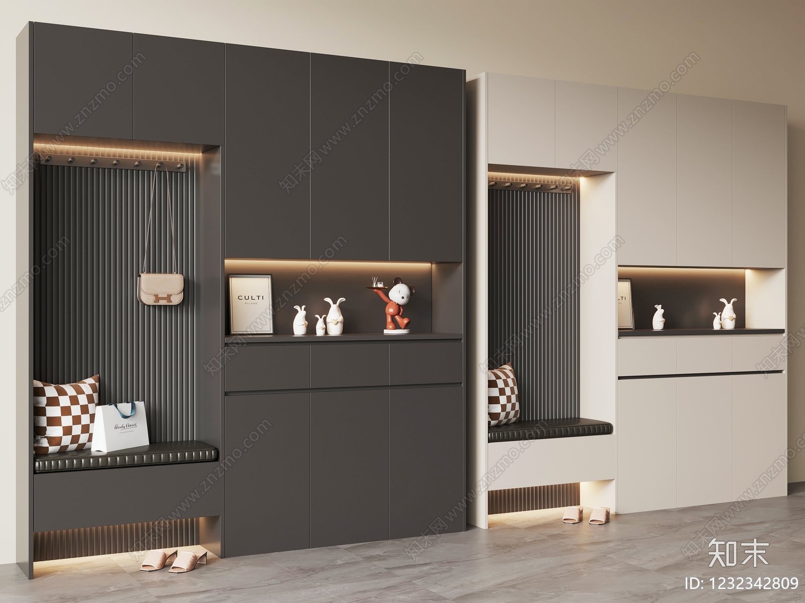 现代简约玄关柜3D模型下载【ID:1232342809】