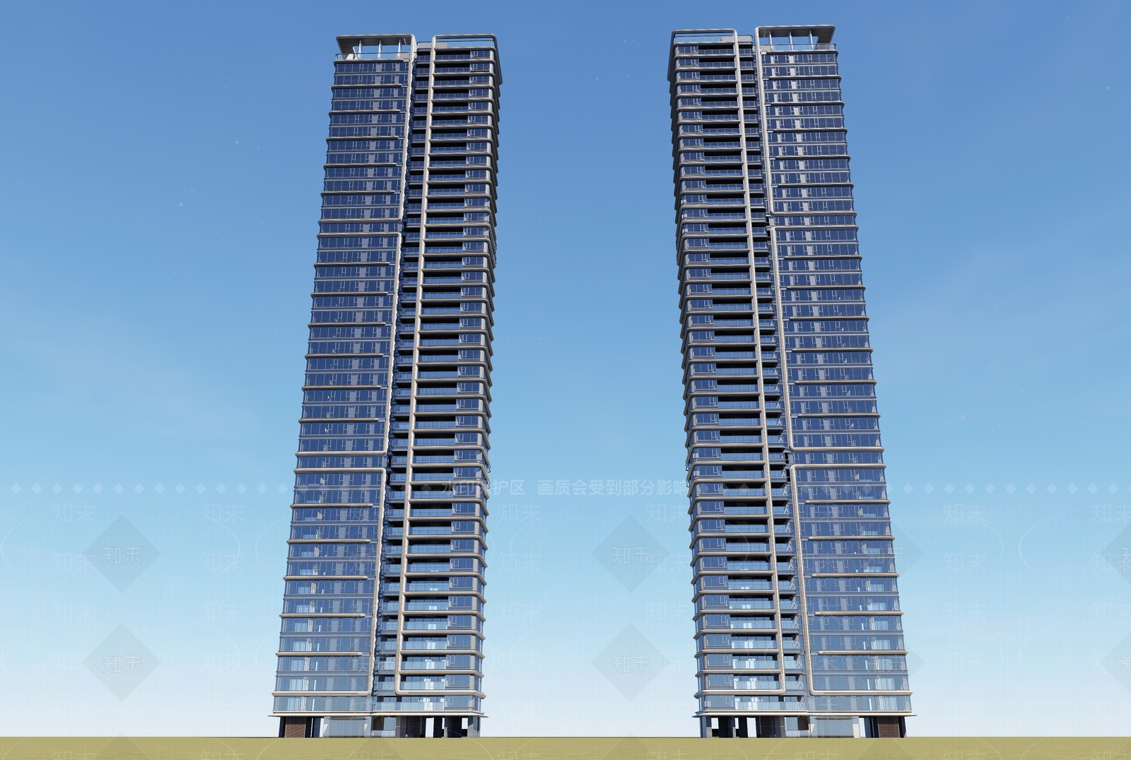 现代主义超高层住宅楼SU模型草图