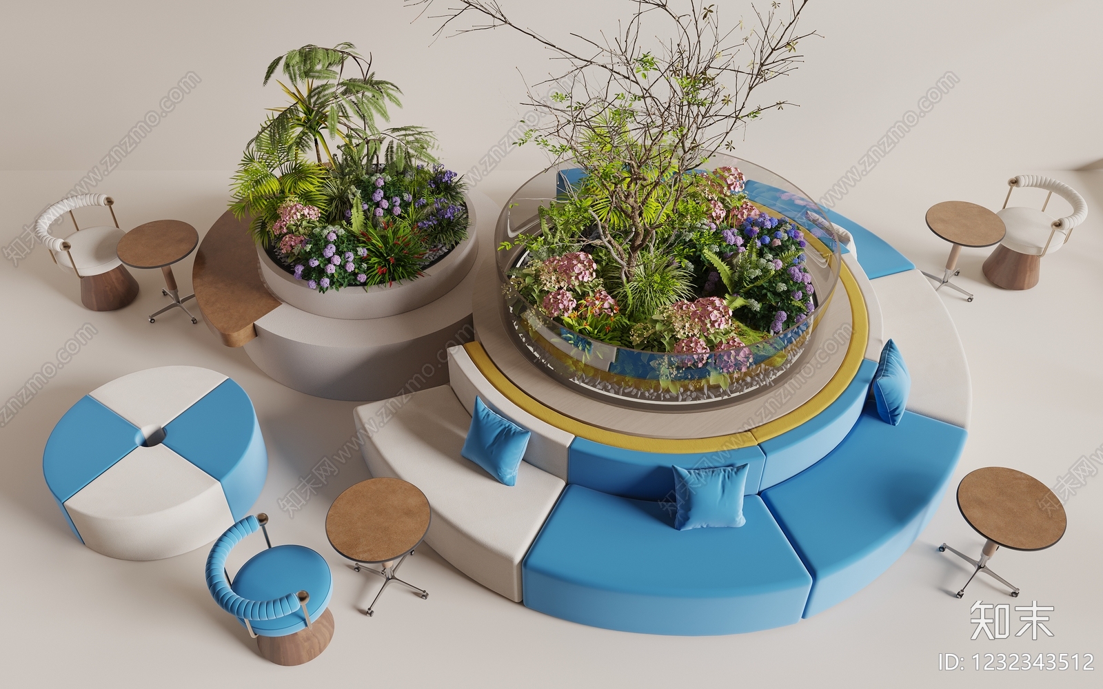 现代简约花境3D模型下载【ID:1232343512】