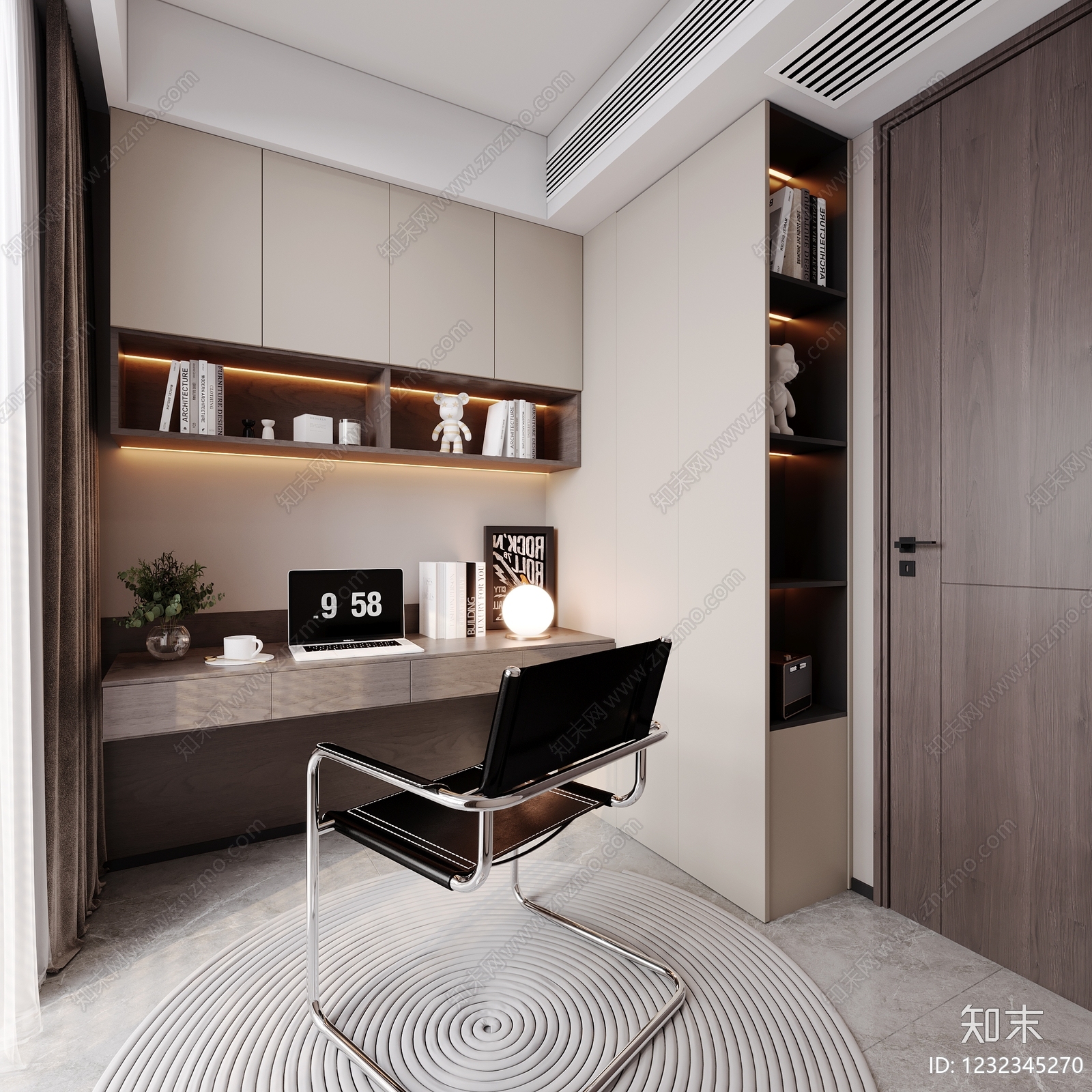 现代简约书房3D模型下载【ID:1232345270】
