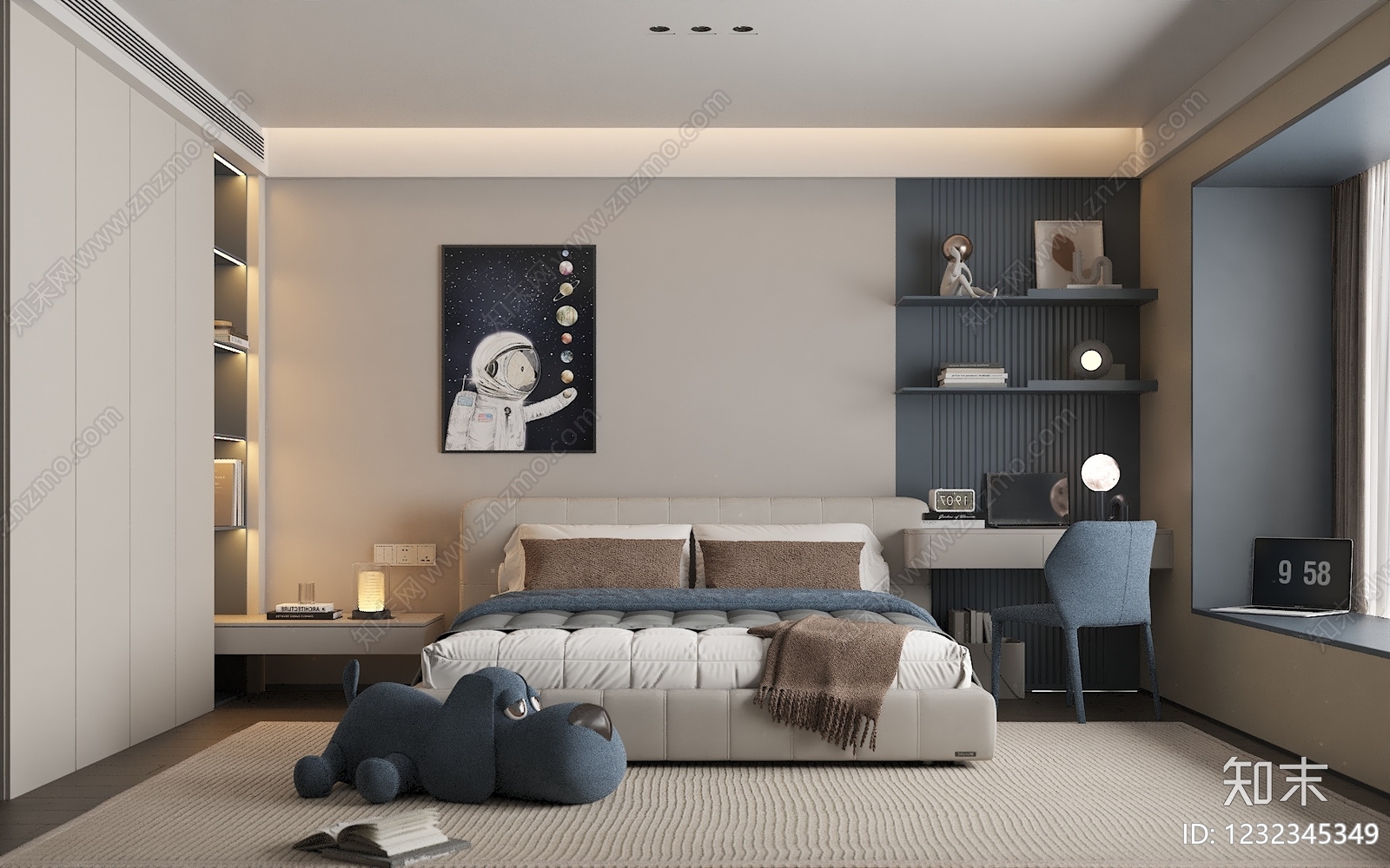 现代简约男孩房3D模型下载【ID:1232345349】