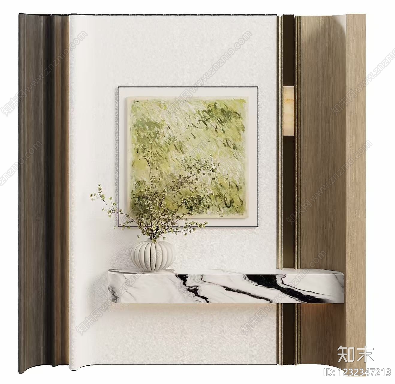 轻奢玄关背景墙3D模型下载【ID:1232347213】