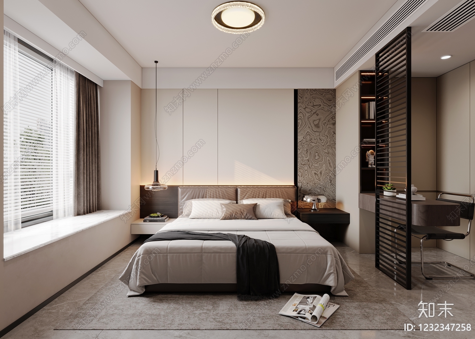 现代简约主卧3D模型下载【ID:1232347258】