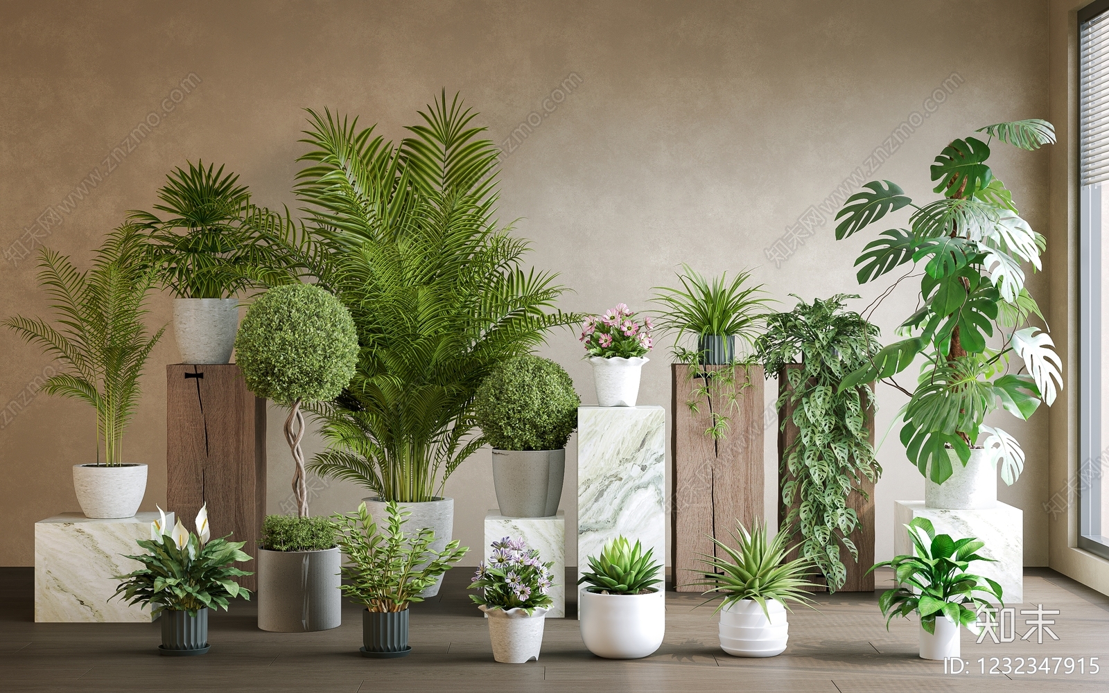 现代简约花境3D模型下载【ID:1232347915】