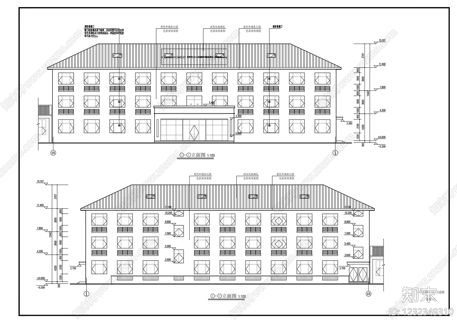 办公楼建筑cad施工图下载【ID:1232349310】