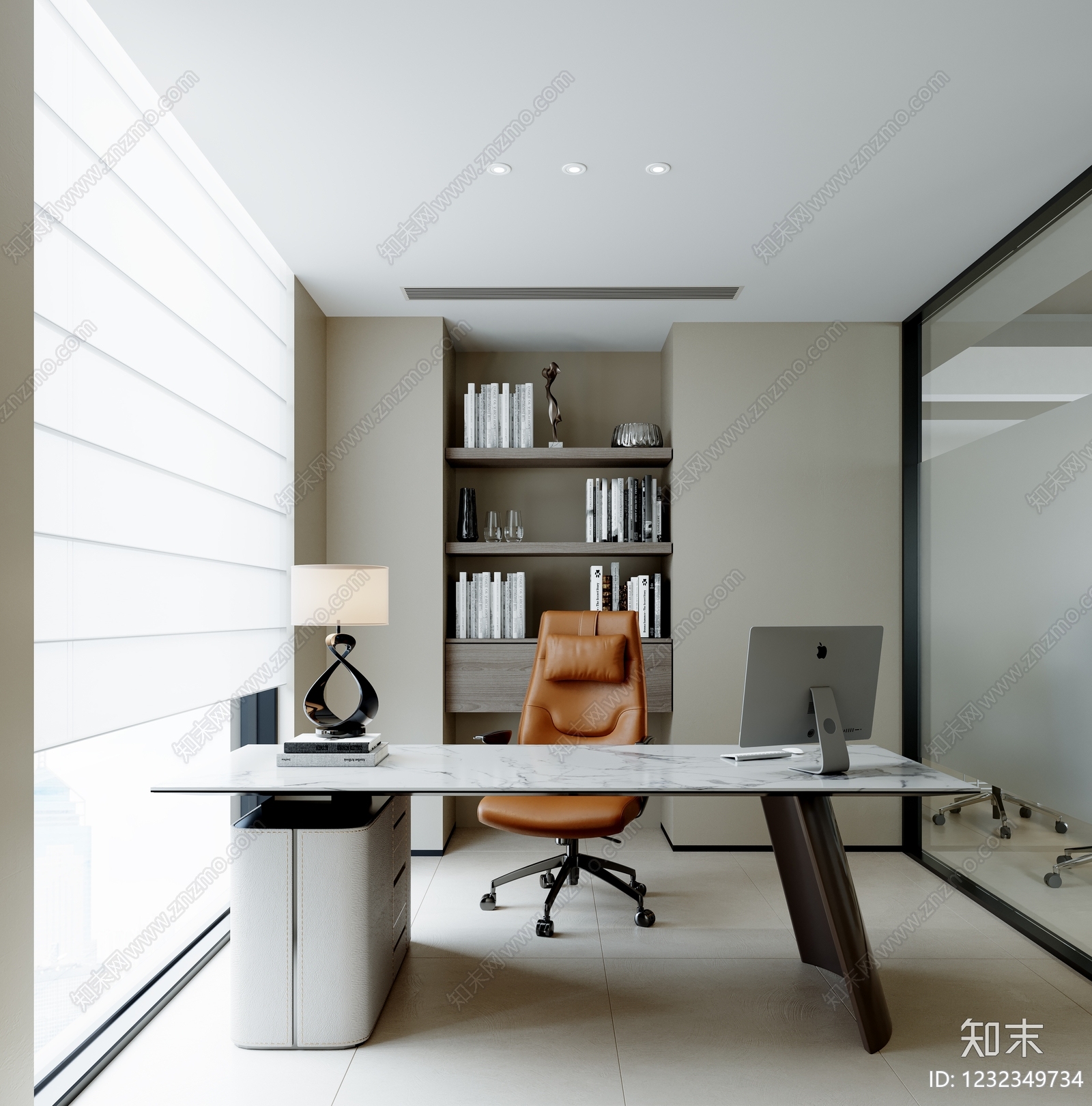 现代简约办公区3D模型下载【ID:1232349734】