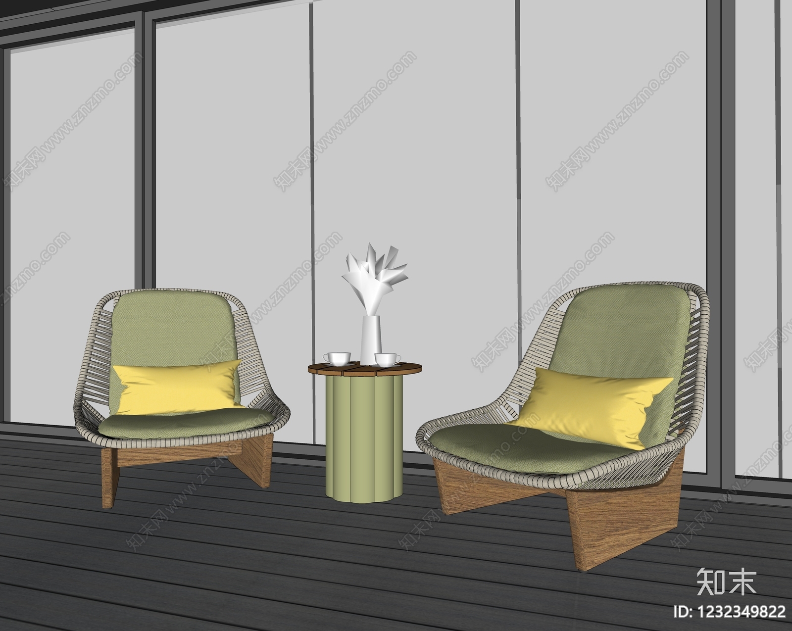 现代简约户外桌椅SU模型下载【ID:1232349822】