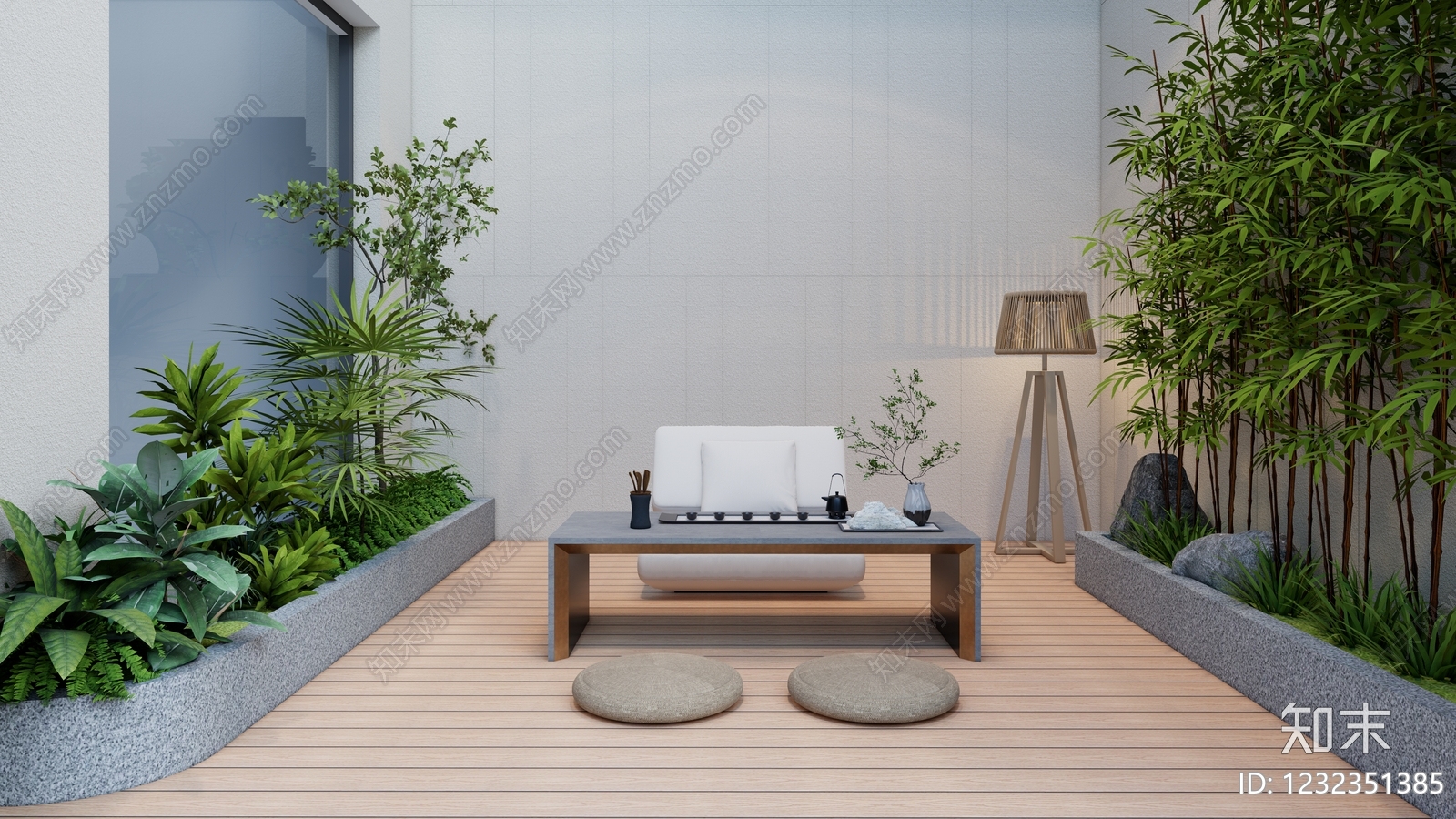 新中式屋顶花园SU模型下载【ID:1232351385】