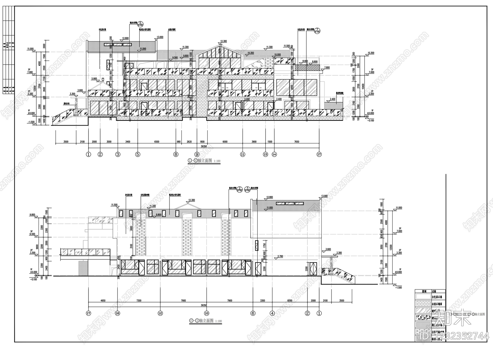 民宿建筑cad施工图下载【ID:1232352744】