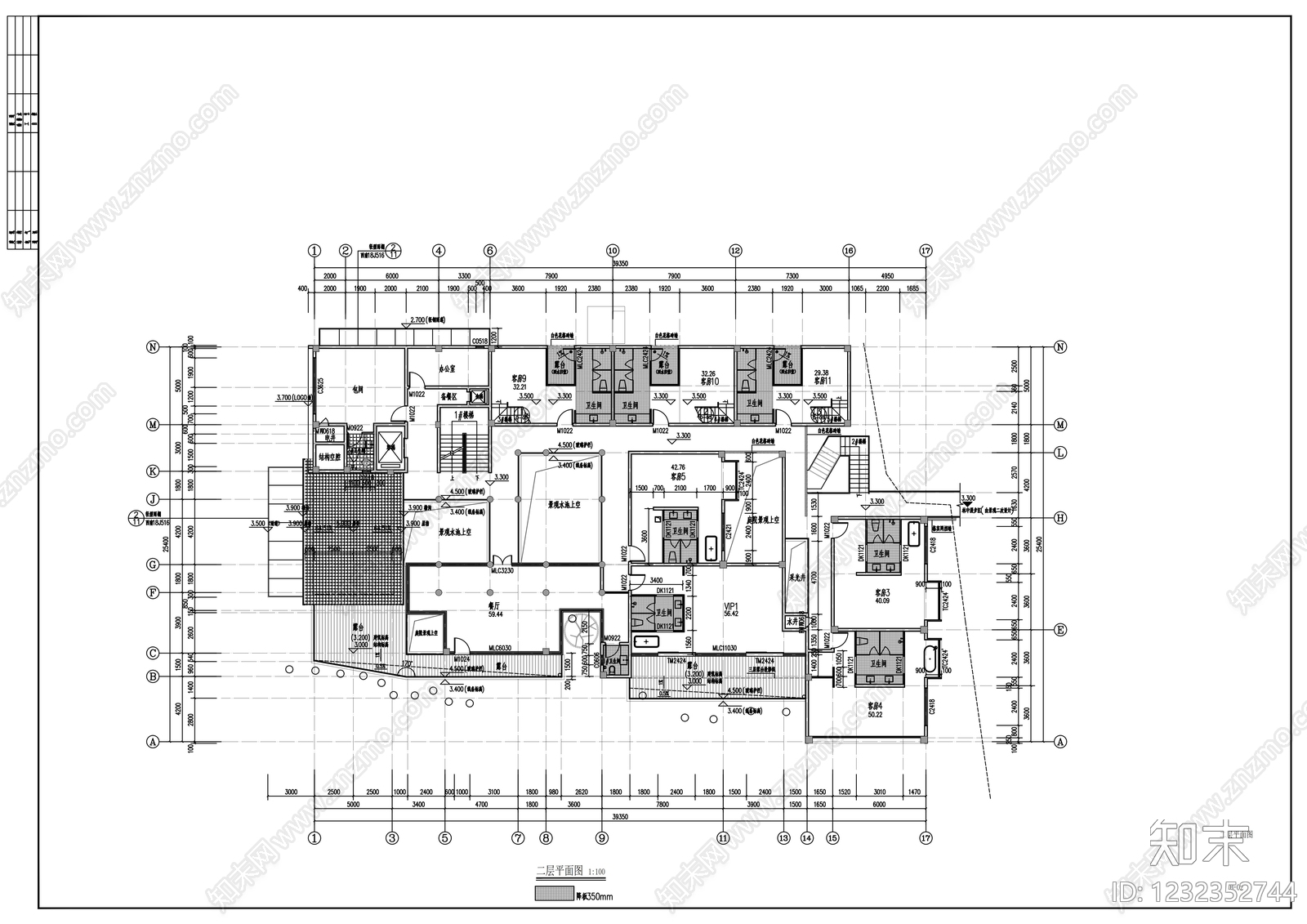 民宿建筑cad施工图下载【ID:1232352744】