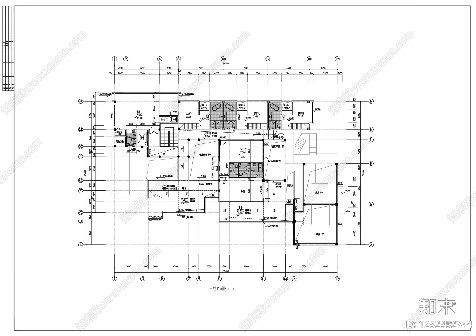 民宿建筑cad施工图下载【ID:1232352744】