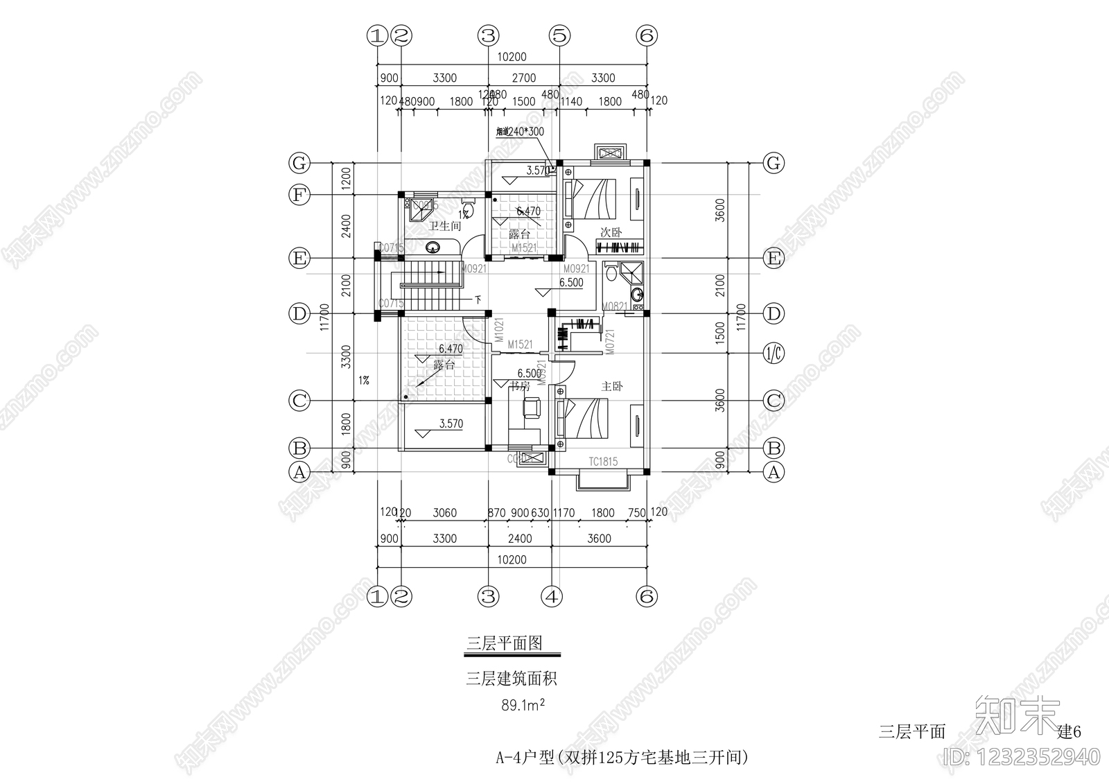 别墅建筑cad施工图下载【ID:1232352940】