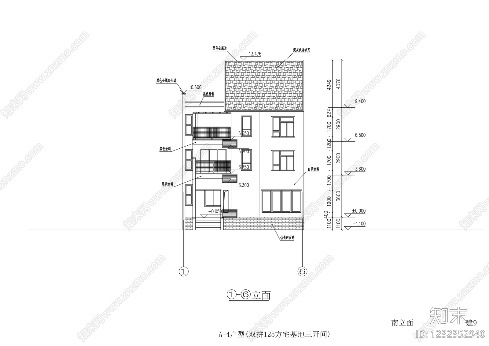 别墅建筑cad施工图下载【ID:1232352940】