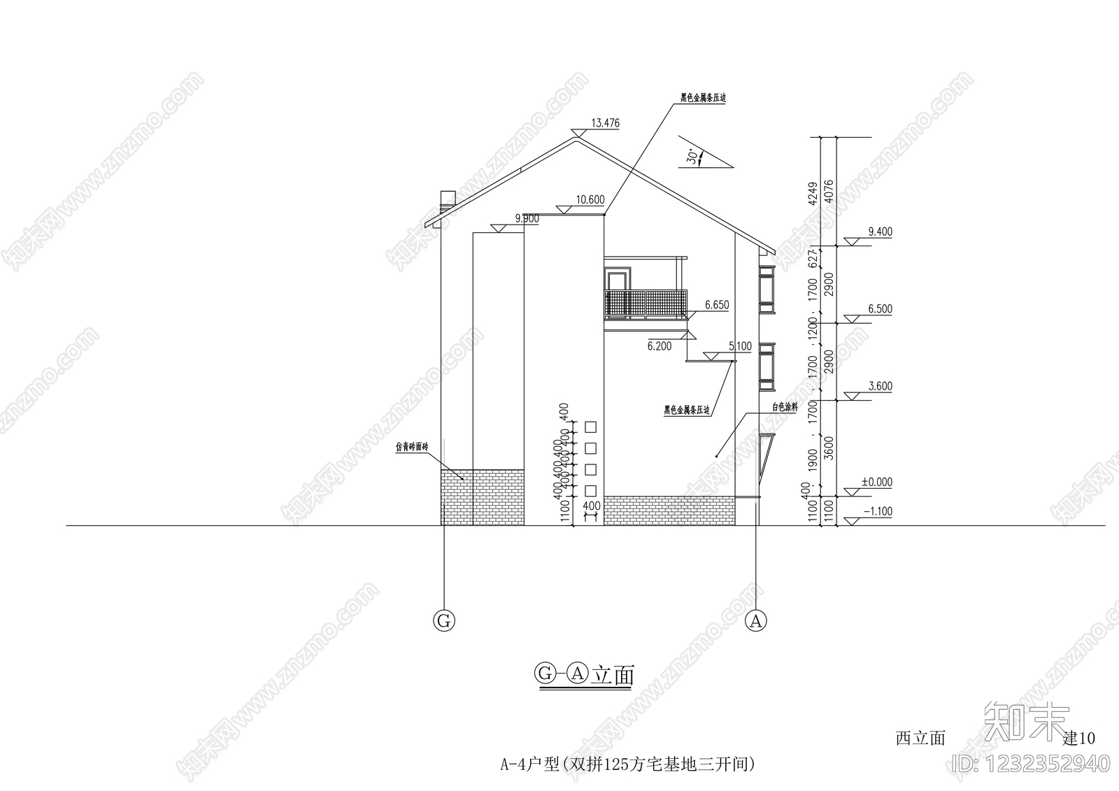 别墅建筑cad施工图下载【ID:1232352940】