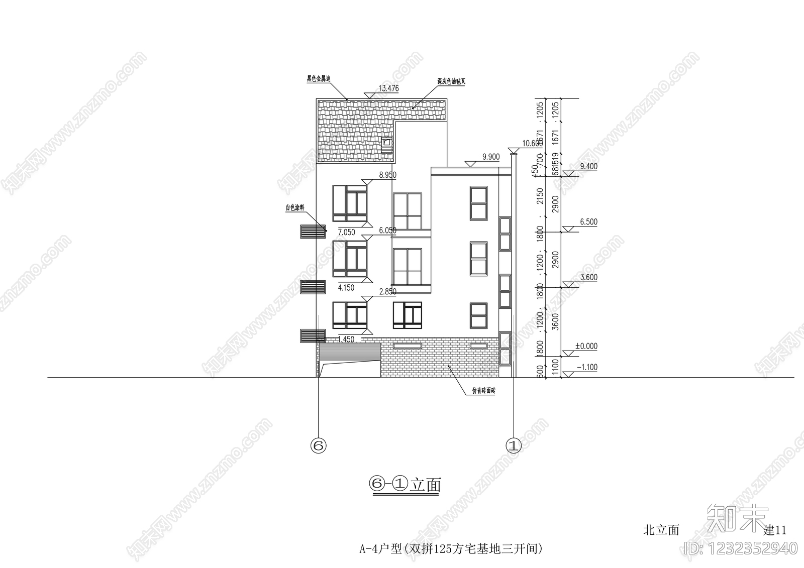 别墅建筑cad施工图下载【ID:1232352940】