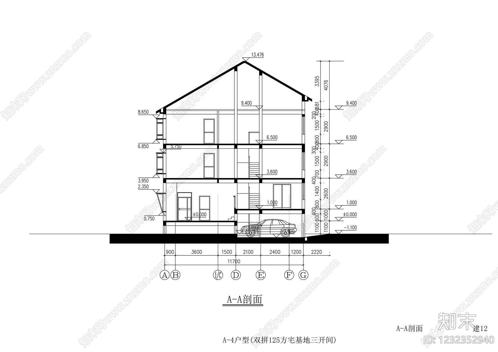 别墅建筑cad施工图下载【ID:1232352940】