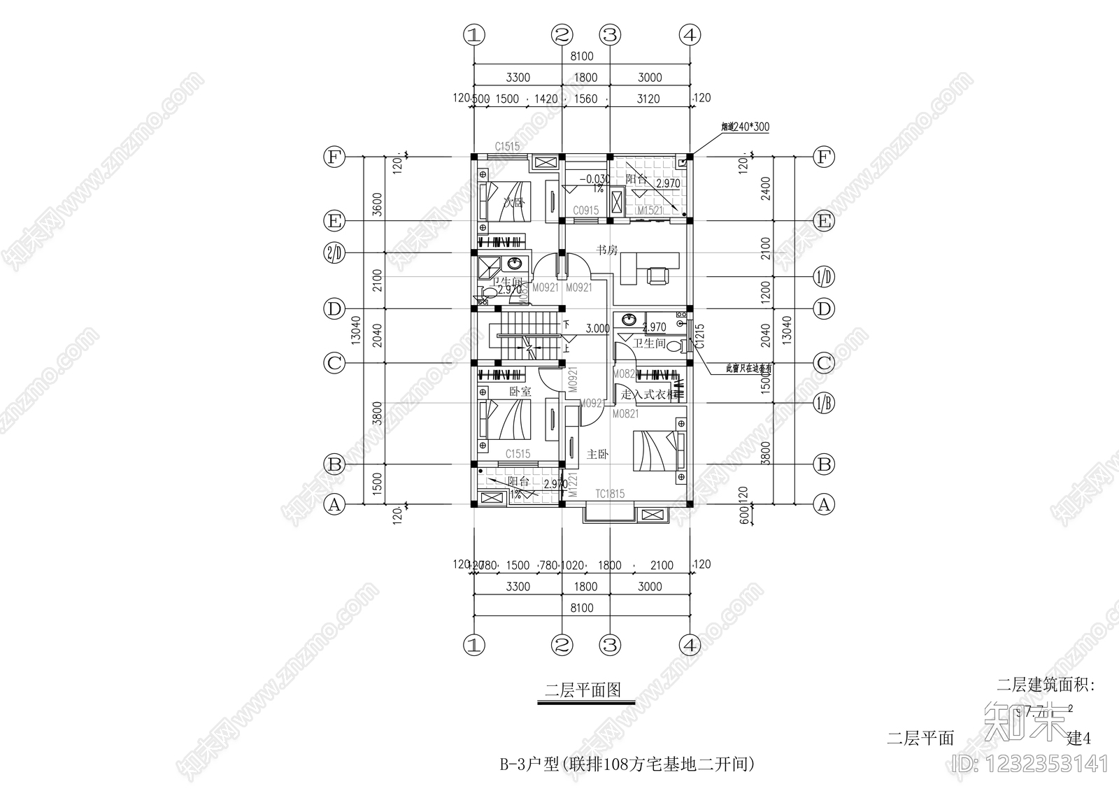 别墅建筑cad施工图下载【ID:1232353141】