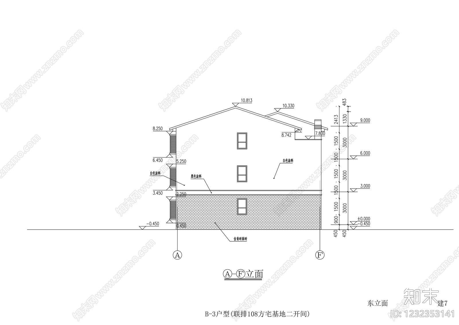 别墅建筑cad施工图下载【ID:1232353141】