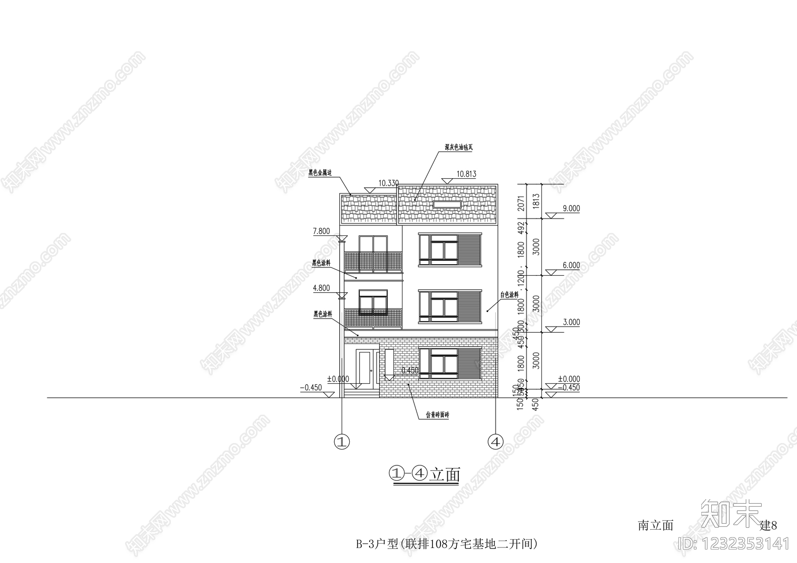 别墅建筑cad施工图下载【ID:1232353141】