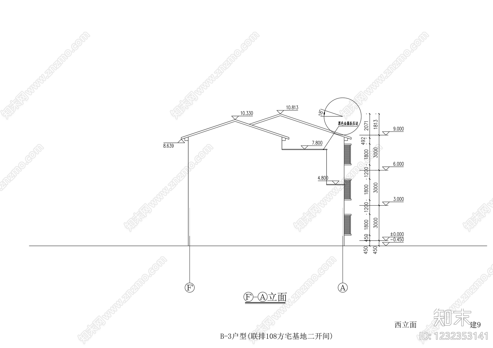 别墅建筑cad施工图下载【ID:1232353141】