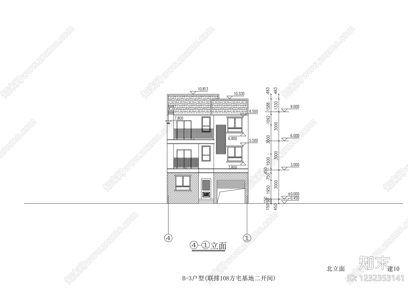 别墅建筑cad施工图下载【ID:1232353141】