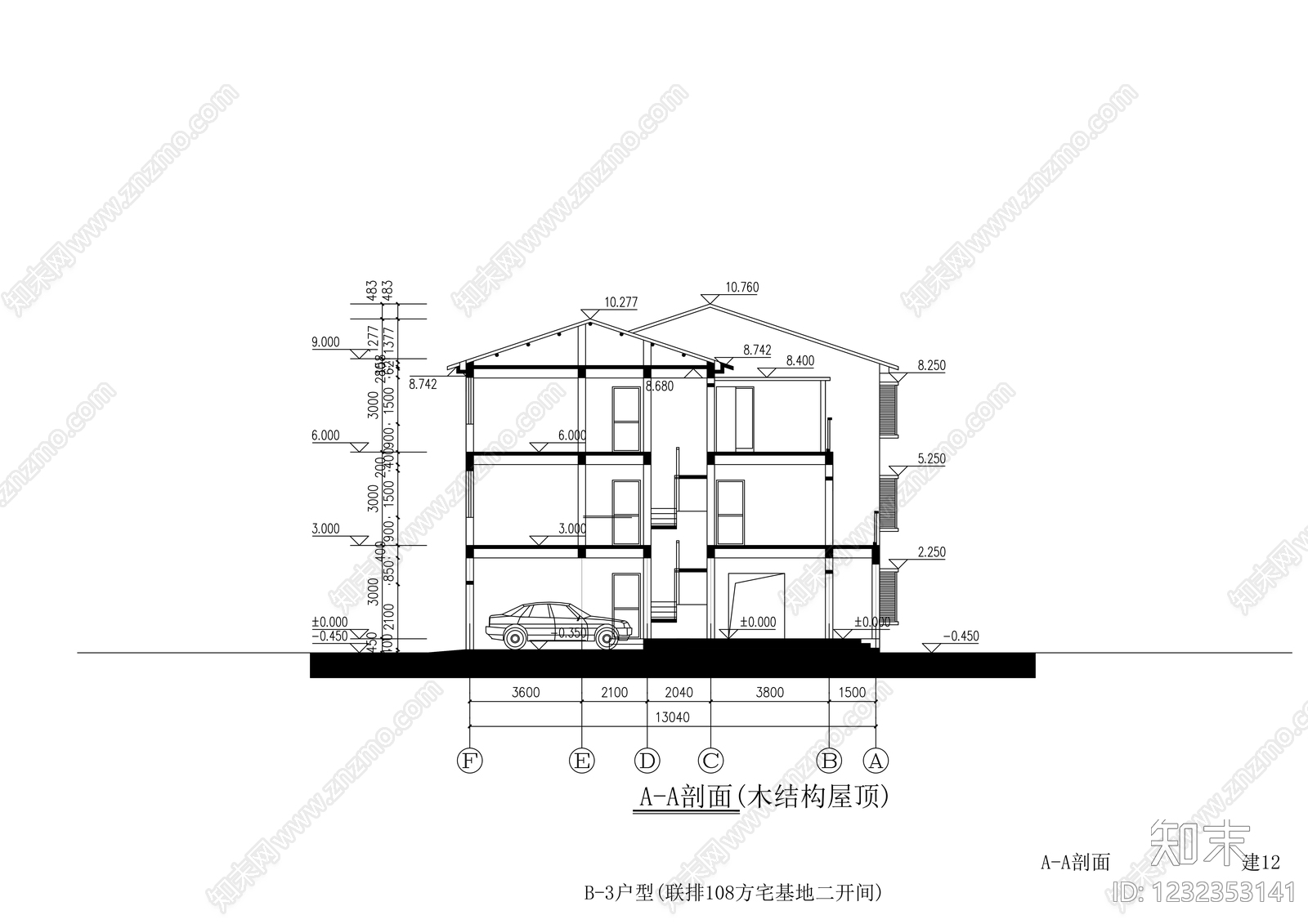 别墅建筑cad施工图下载【ID:1232353141】