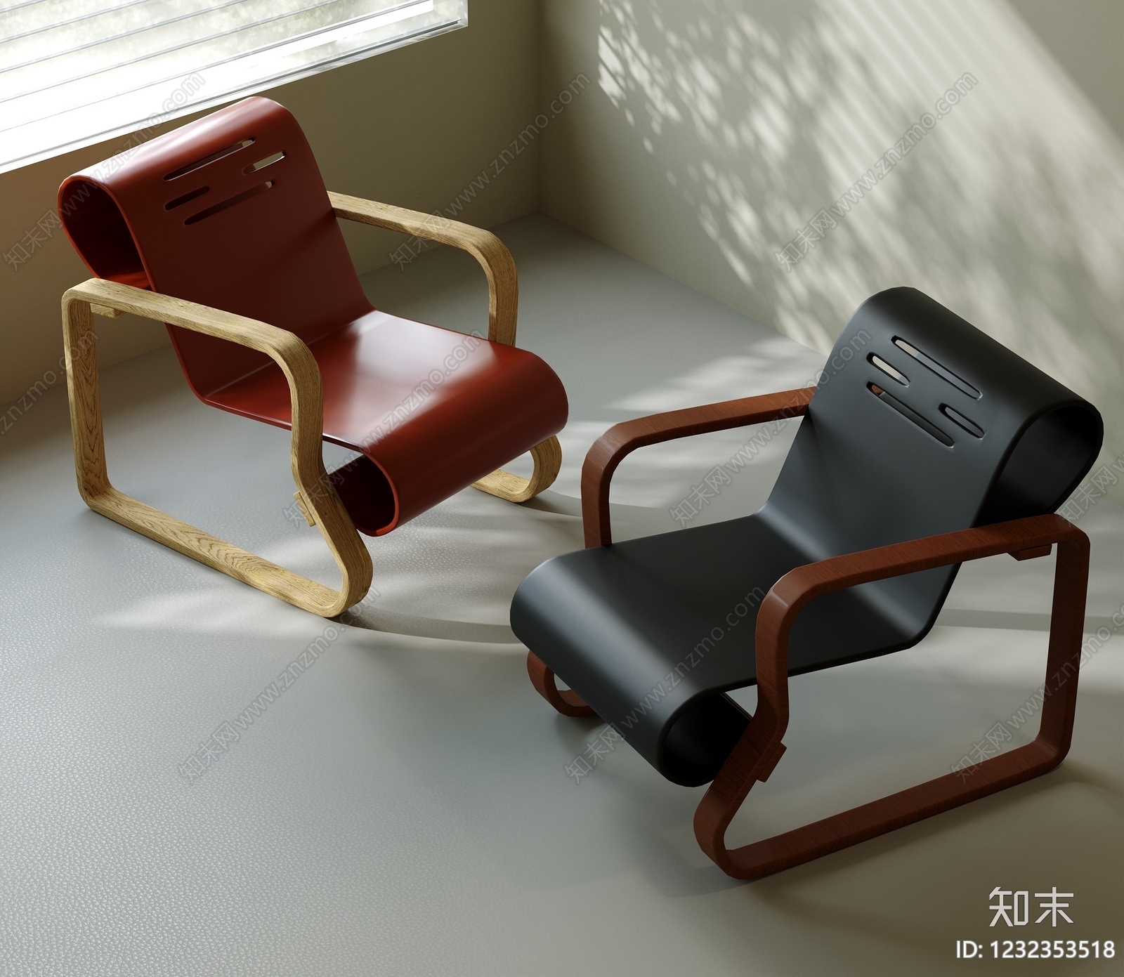 北欧包豪斯椅子3D模型下载【ID:1232353518】