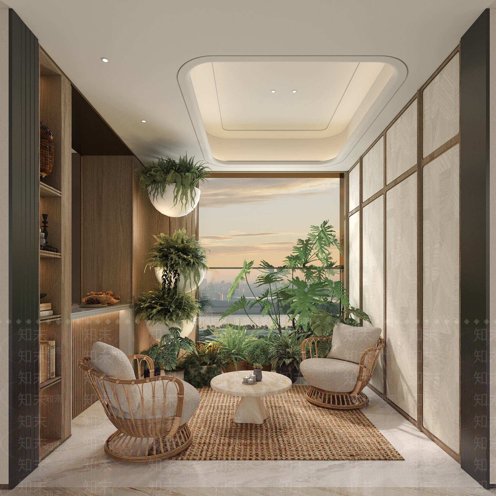 原木风阳台3D模型下载【ID:1232353818】