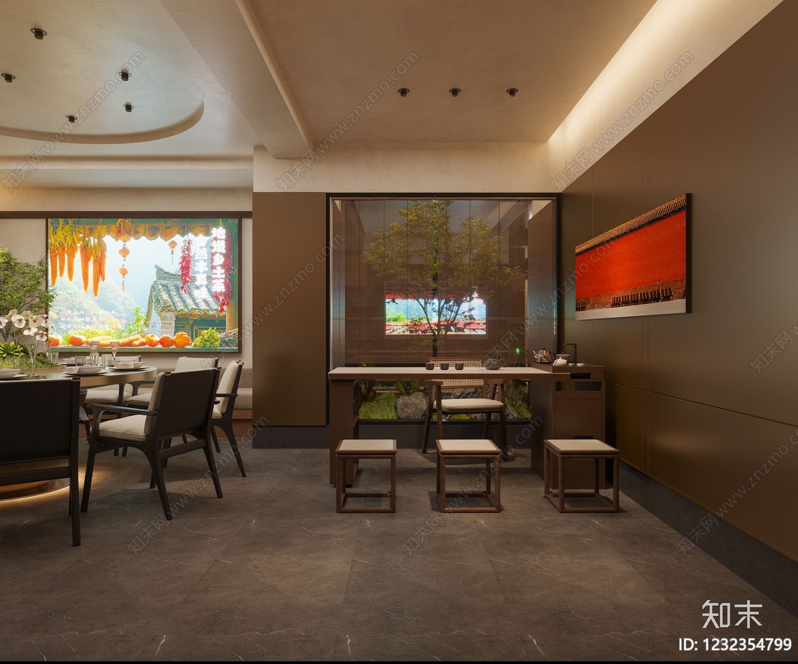 新中式包厢3D模型下载【ID:1232354799】