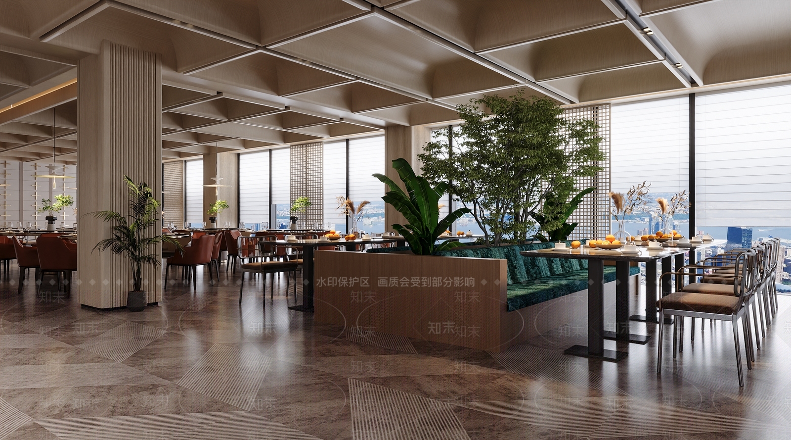 现代酒店餐厅3D模型下载【ID:1232355682】