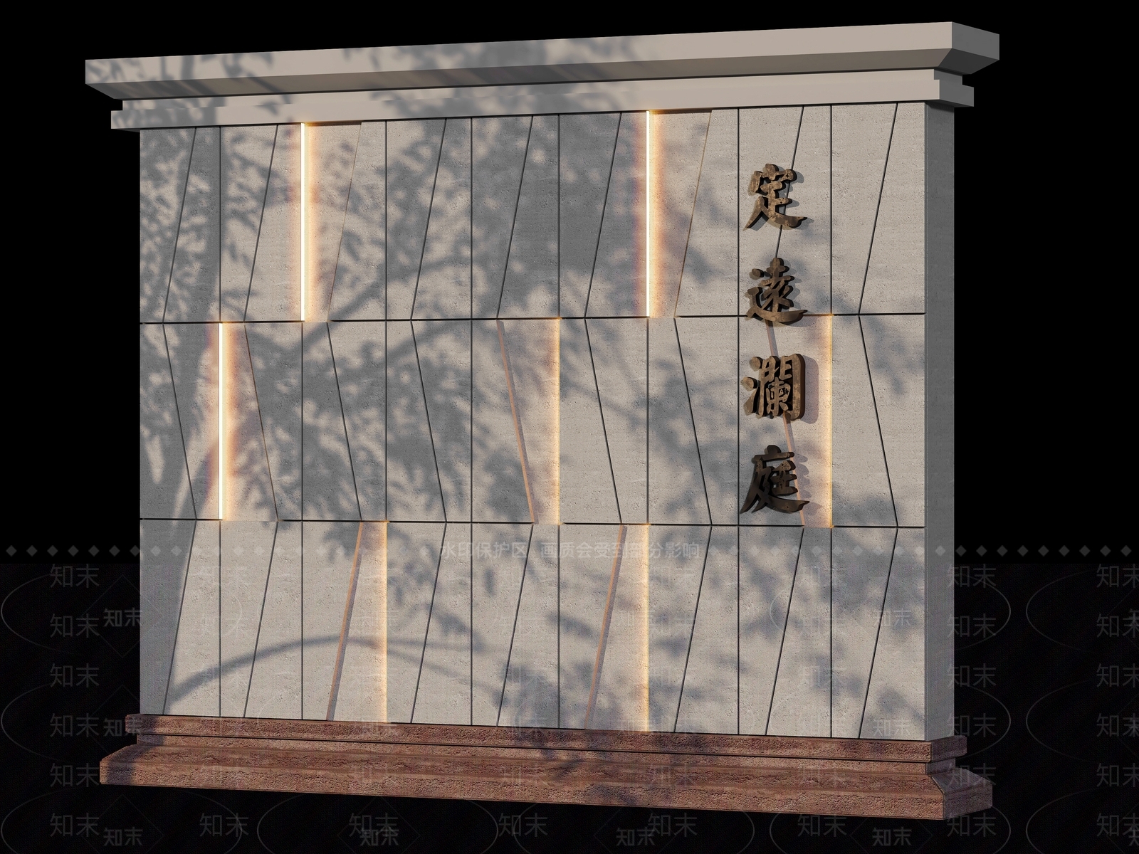 新中式景观形象墙3D模型下载【ID:1232355689】