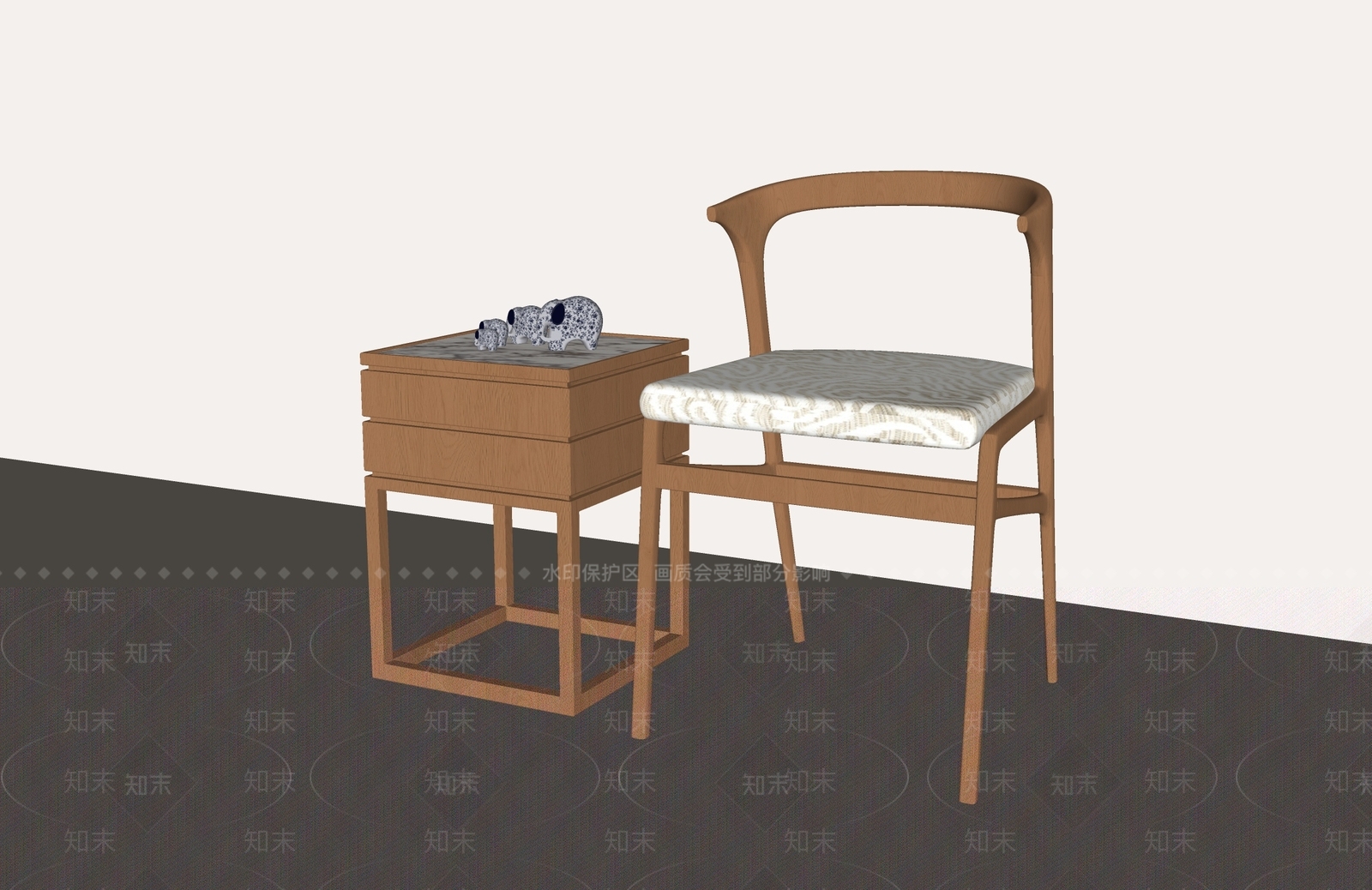 新中式休闲桌椅SU模型下载【ID:1232356002】