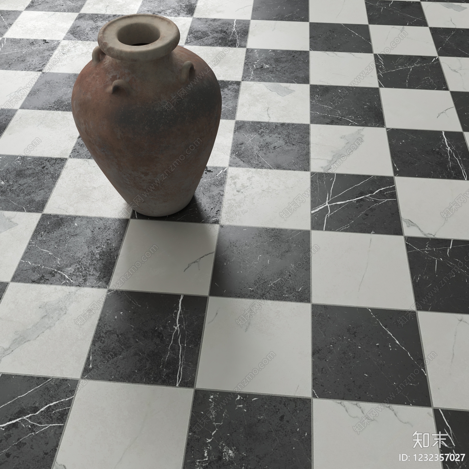 侘寂瓷砖展厅3D模型渲染效果图