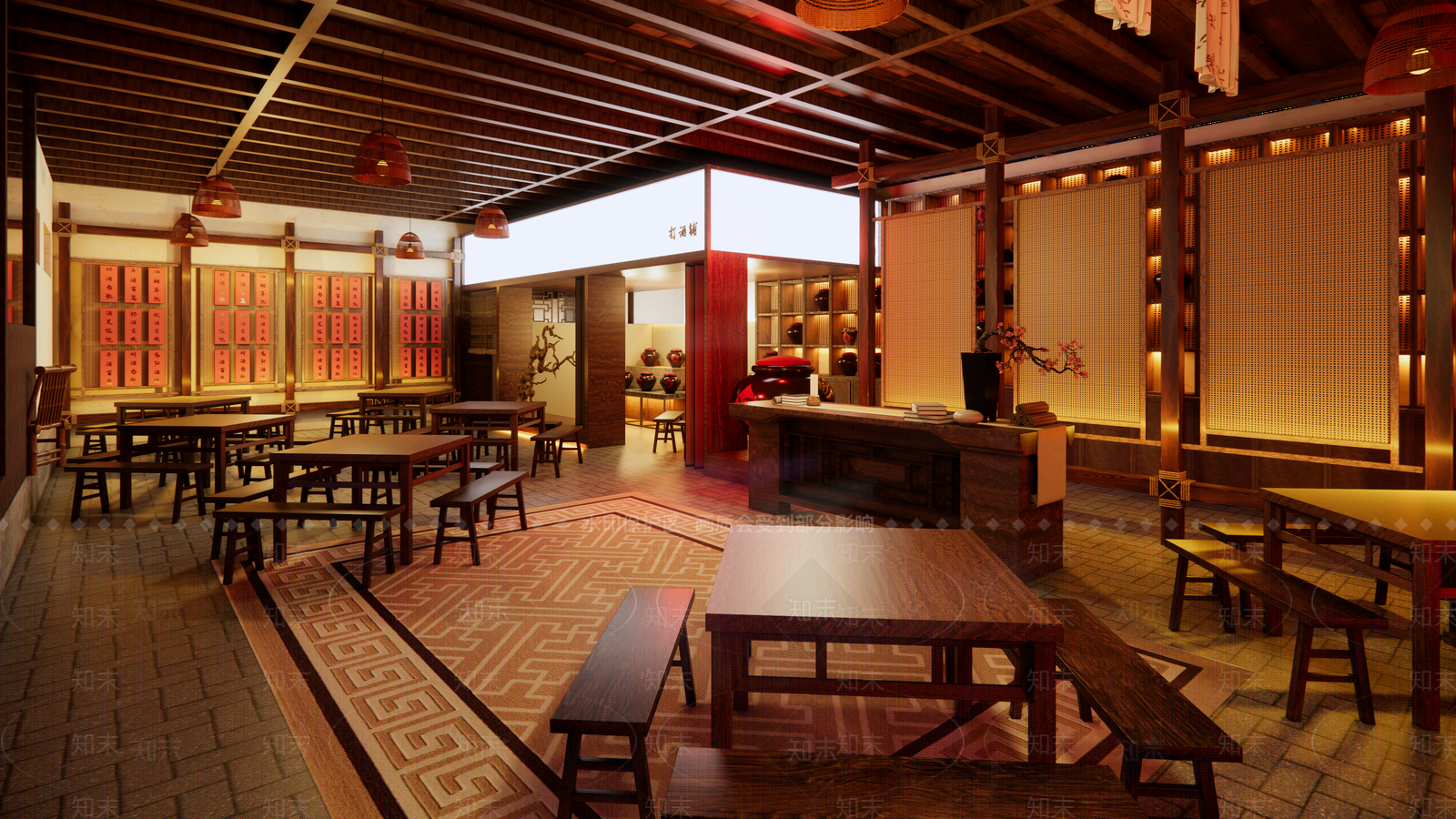 中式酒馆SU模型下载【ID:1232358536】