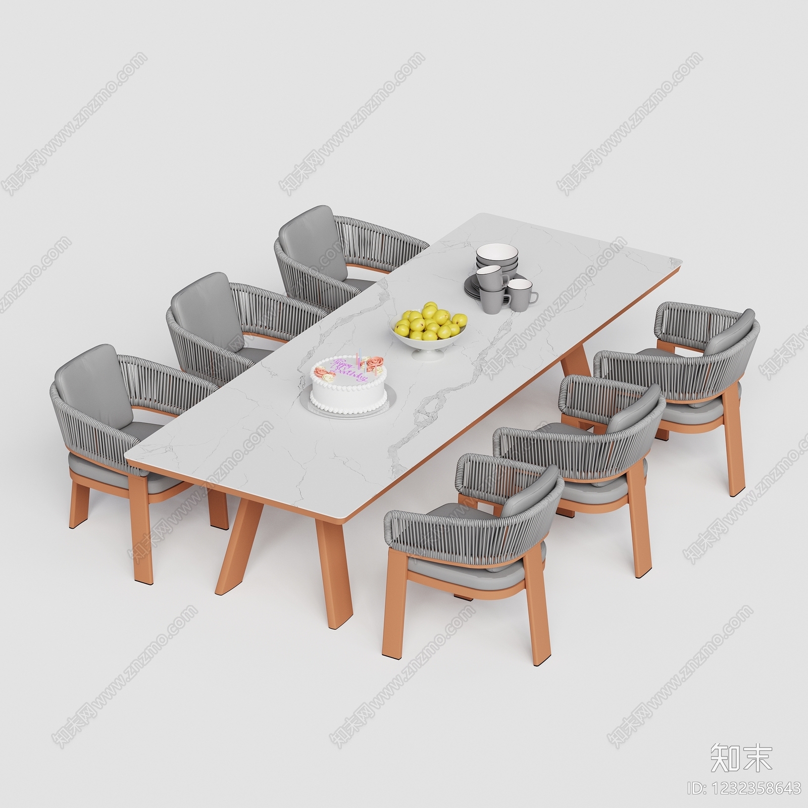 现代简约户外桌椅3D模型下载【ID:1232358643】