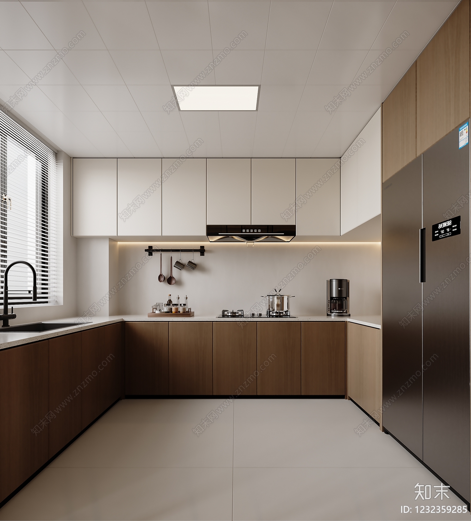 现代简约封闭式厨房3D模型下载【ID:1232359285】
