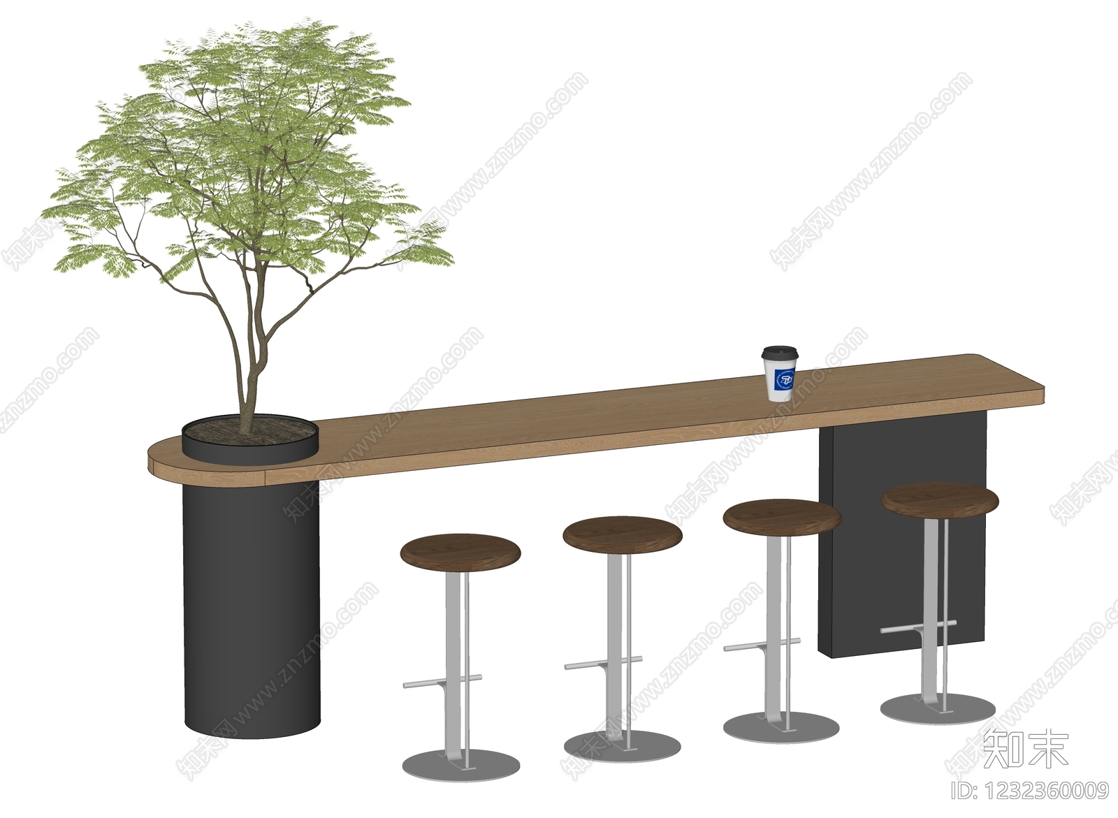 现代简约吧台SU模型下载【ID:1232360009】